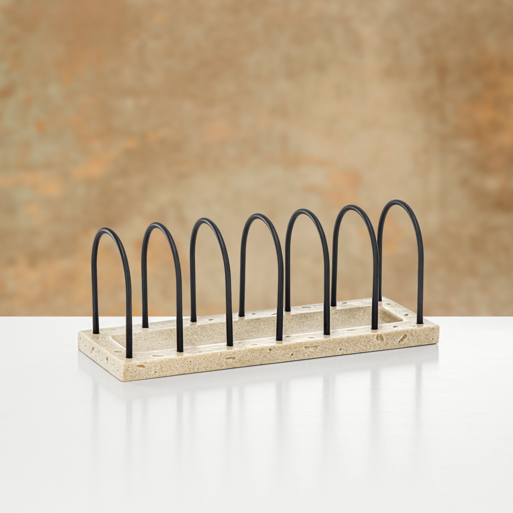 Almarjan Plate Holder Travertine & Black