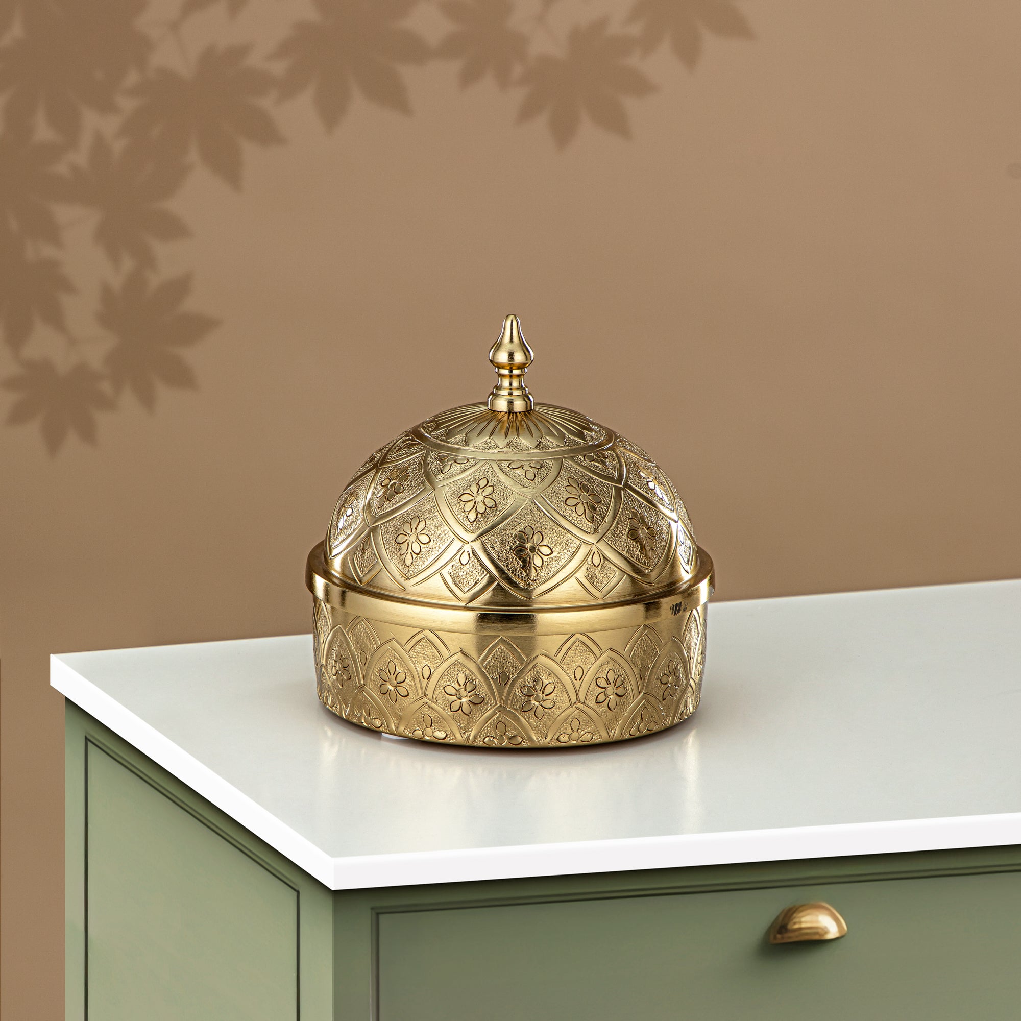 وعاء تمر المرجان، 15 سم، ذهبي (MD-3004 A) - أدوات تقديم أنيقة