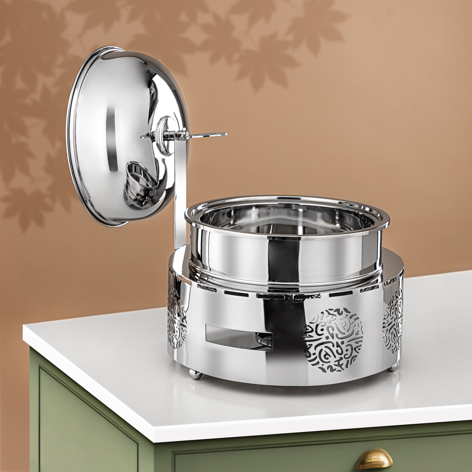 Almarjan Chafing Dish Stainless Steel 3L Silver (MD-3014B) - Stylish Serveware