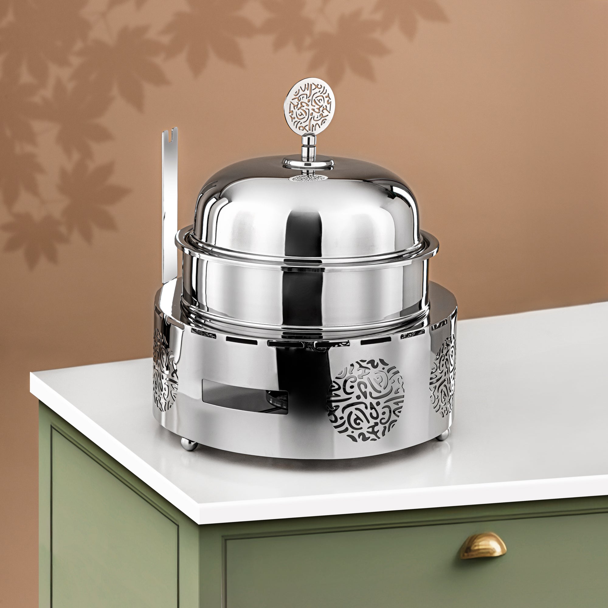 Almarjan Chafing Dish Stainless Steel 3L Silver (MD-3014B) - Stylish Serveware