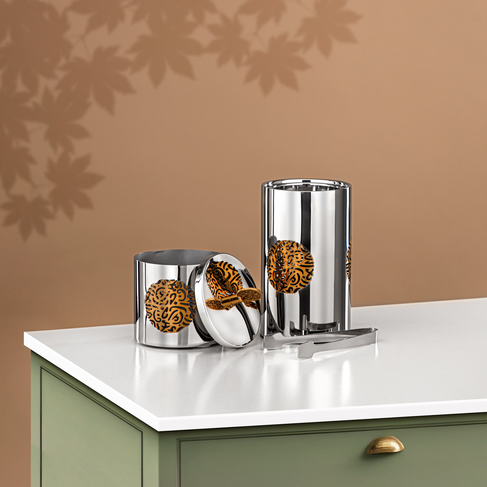 Almarjan Incense Burner Set Stainless Steel Silver & Gold (MD-3027) - Oud Burner