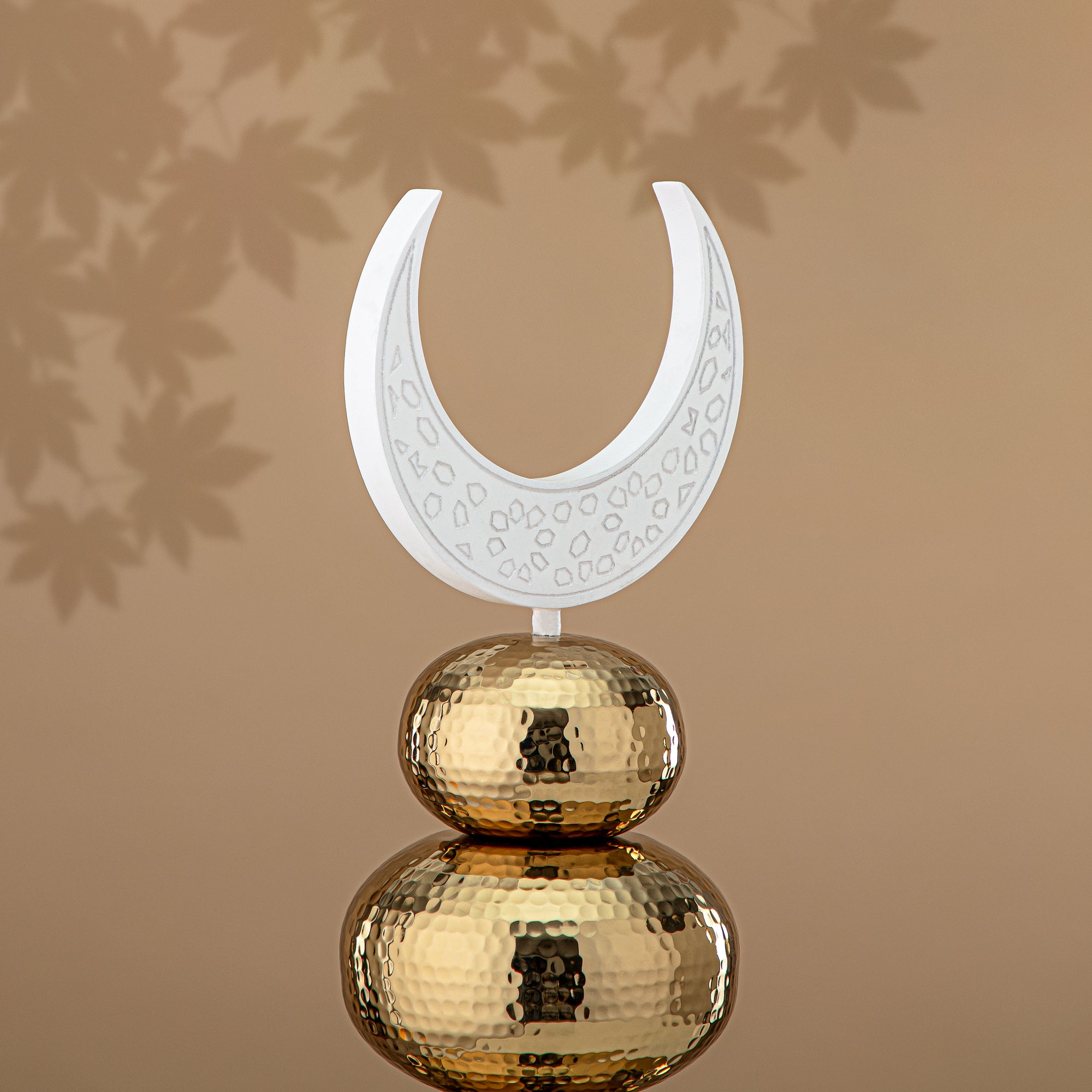 Almarjan Table Decoration Stainless Steel 54CM Gold & White (MD-3037A) - Ramadan Decoration