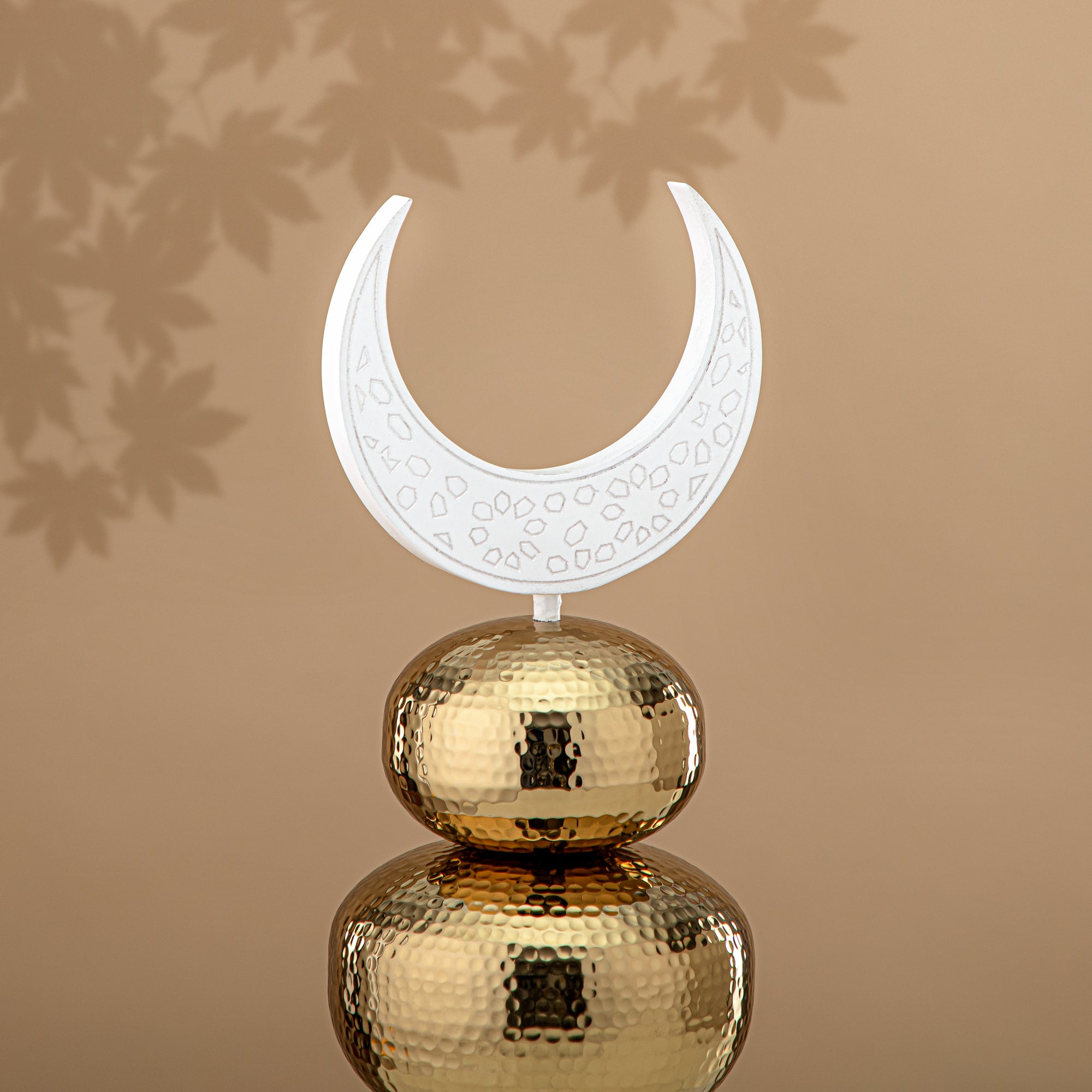 Almarjan Table Decoration Stainless Steel 45CM Gold & White (MD-3037B) - Ramadan Decoration