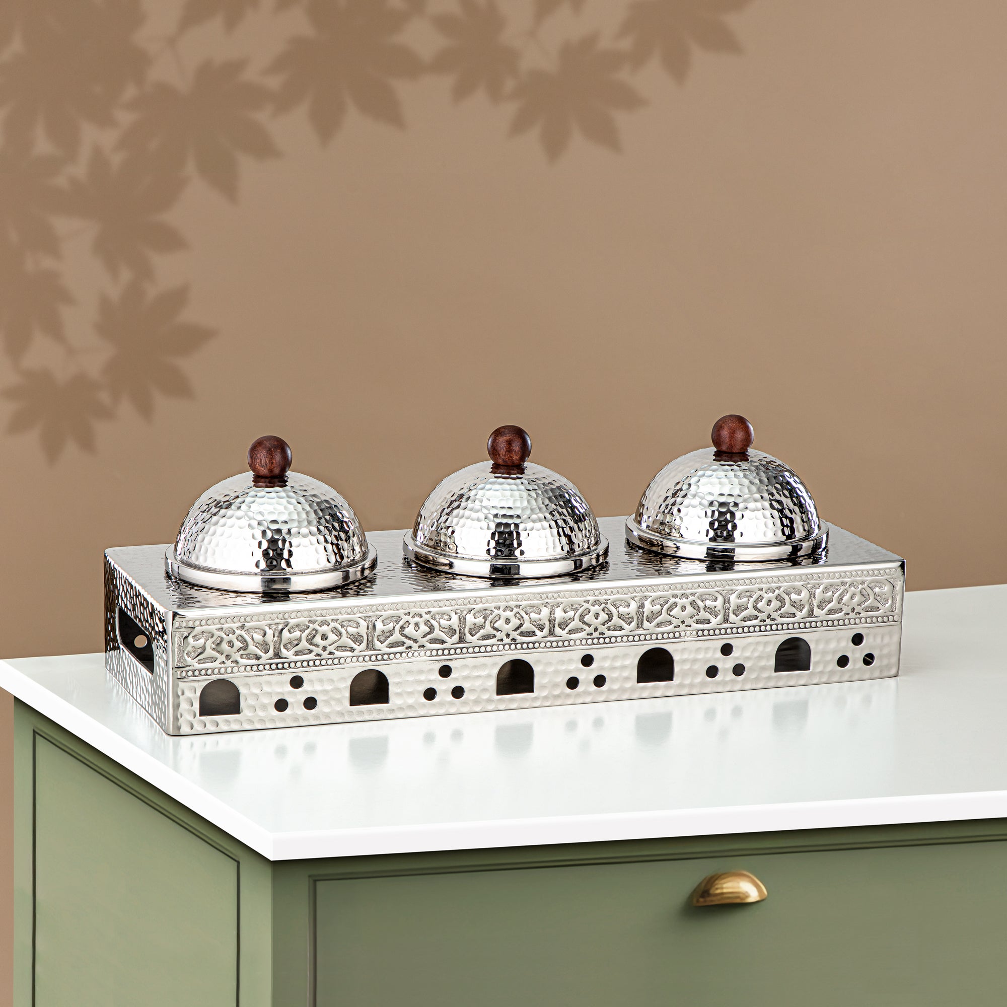 Almarjan Candy Set 3 Part Stainless Steel, Silver (MD-3049) - Stylish Serveware