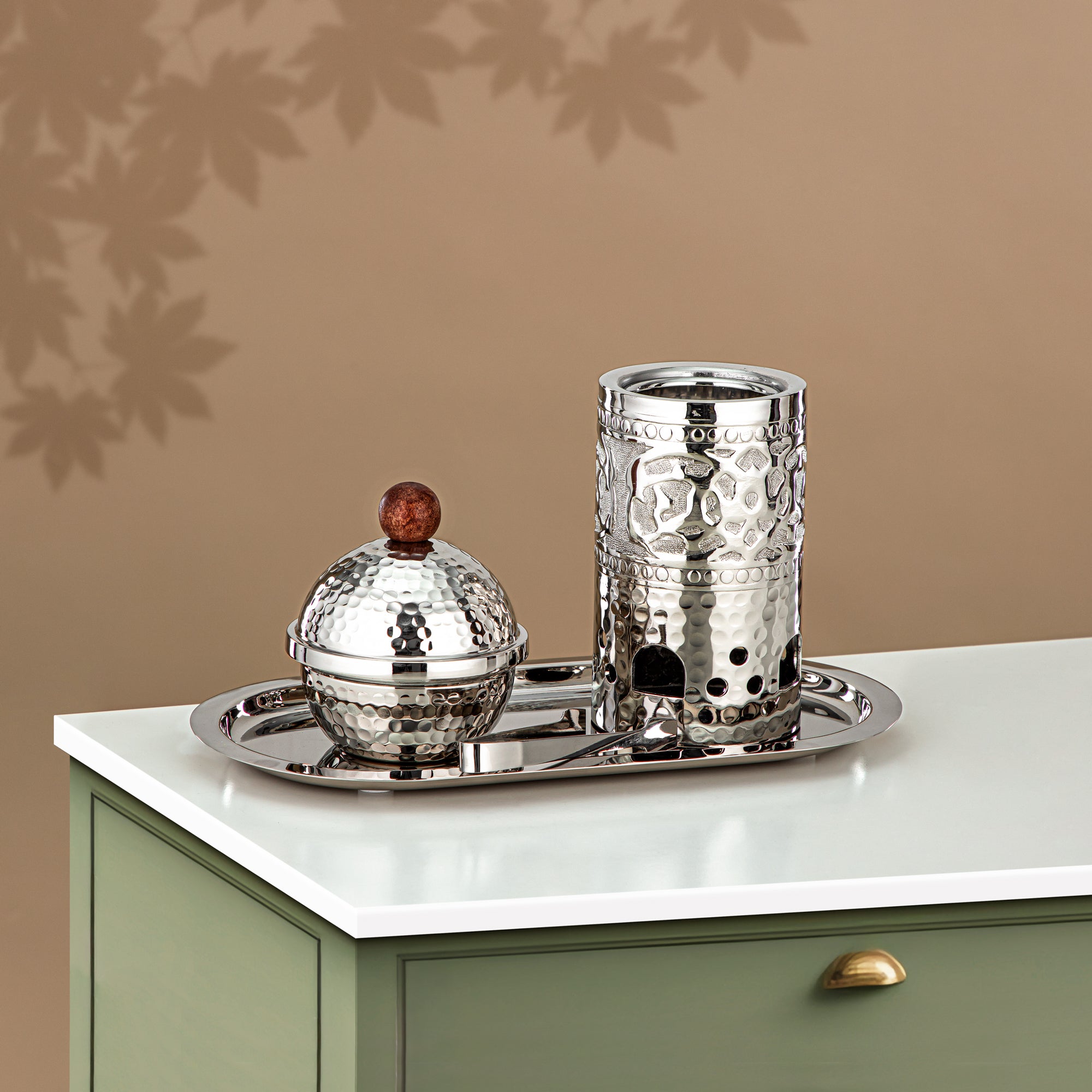 مجموعة مبخرة المارجان، فضي (MD-3053) - مبخرة عود