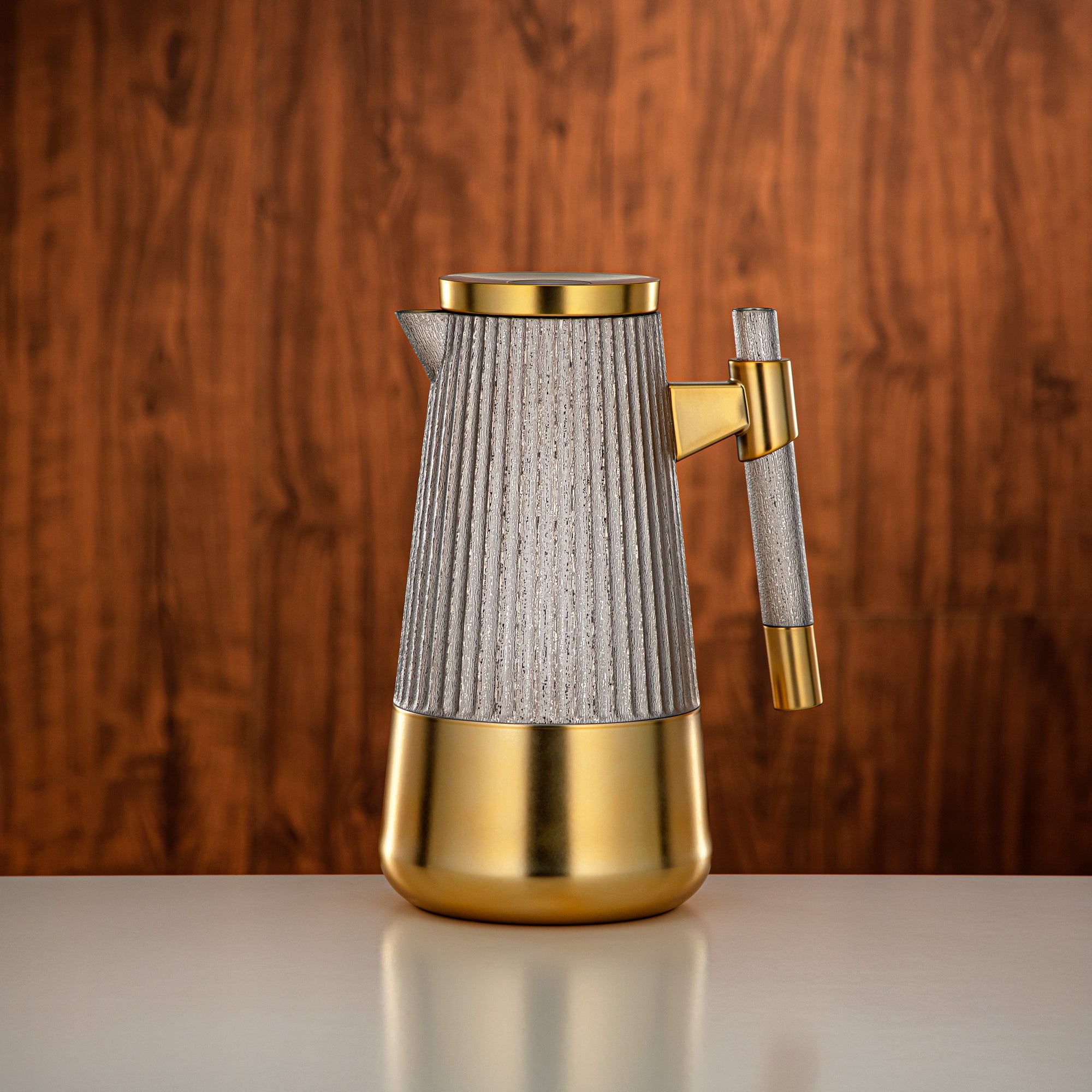 Almarjan Vacuum Flask Set 1L + 1L Matt Nickel & Matt Gold