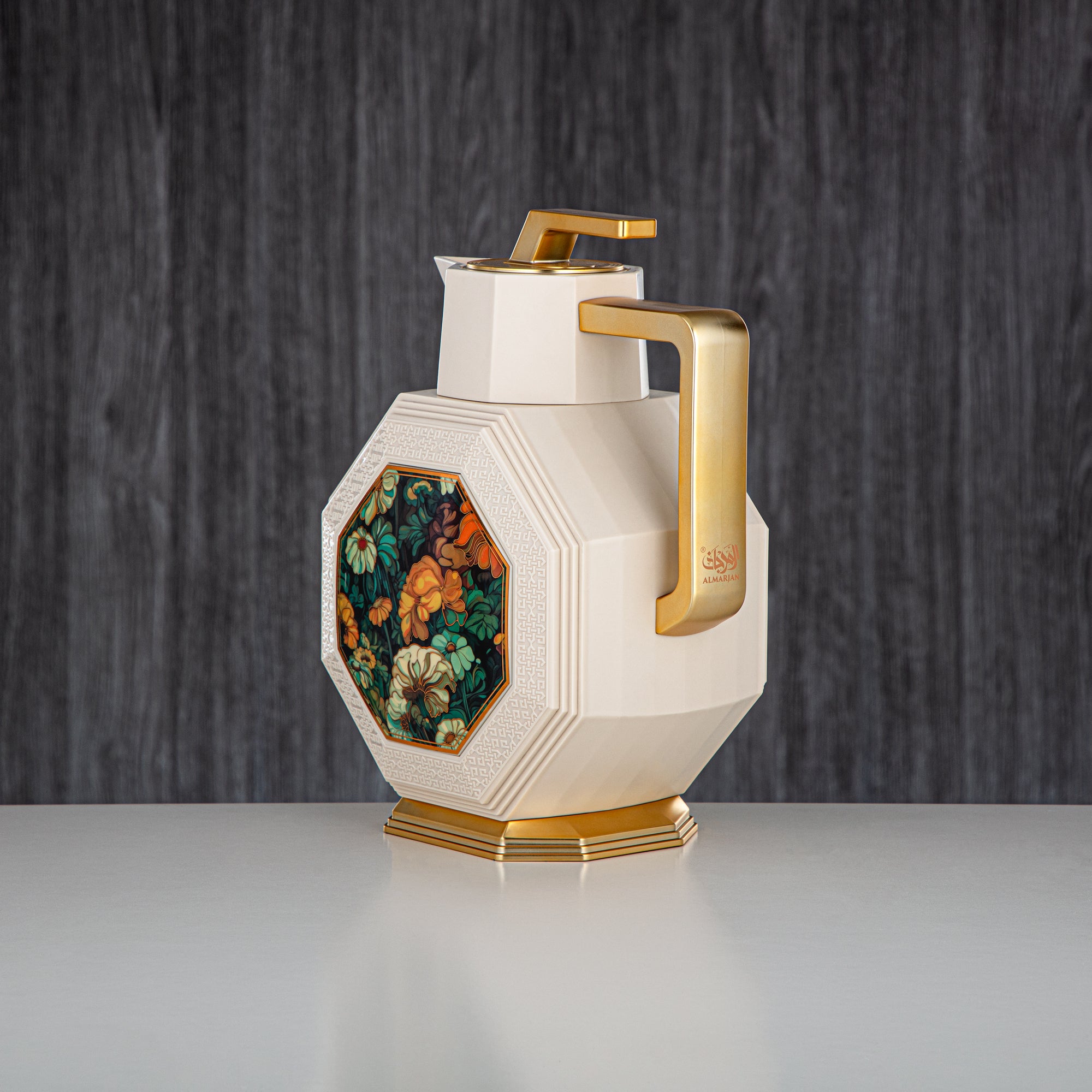 Almarjan Vacuum Flask Set ABS 0.6L + 0.95L, Ivory & Gold (OTG-600/950-G#AZ06) - Tea & Coffee Rituals