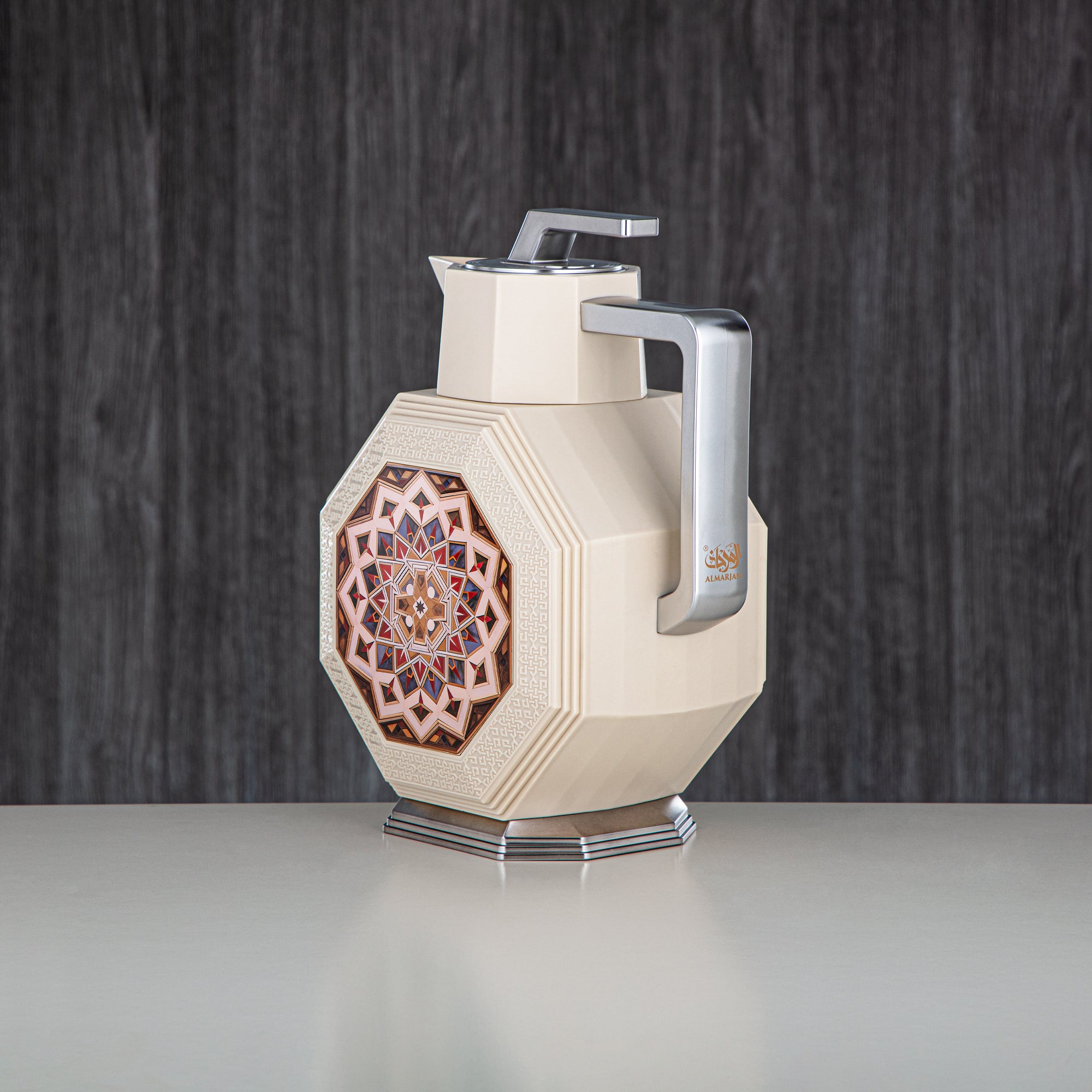 Almarjan Vacuum Flask Set ABS 0.6L + 0.95L, Ivory & Silver (OTG-600/950-S#AZ02) - Tea & Coffee Rituals