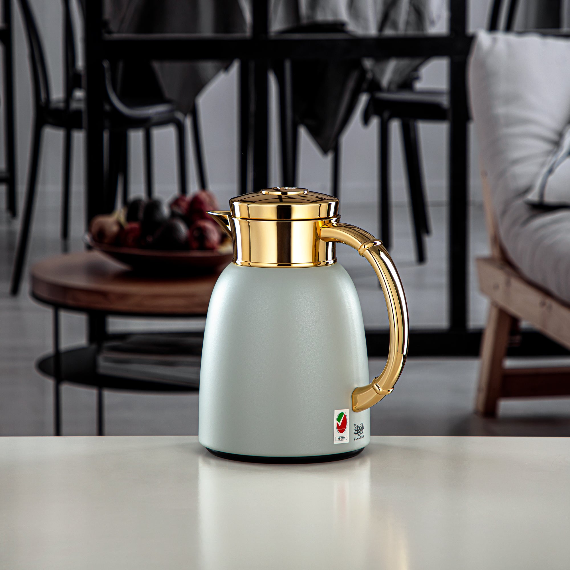 طقم ترامس المرجان Metal Matt Stone Grey & Gold 0.65L + 1L (QVC-0650Q265YZC95+1000Q265YZC95) – تقديم أنيق | رمضان و التجمعات