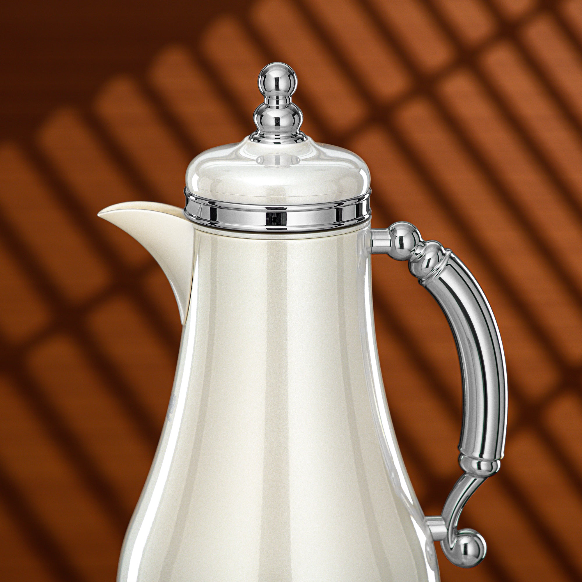 Almarjan Vacuum Flask Set 1L + 1L Pearl White & Silver