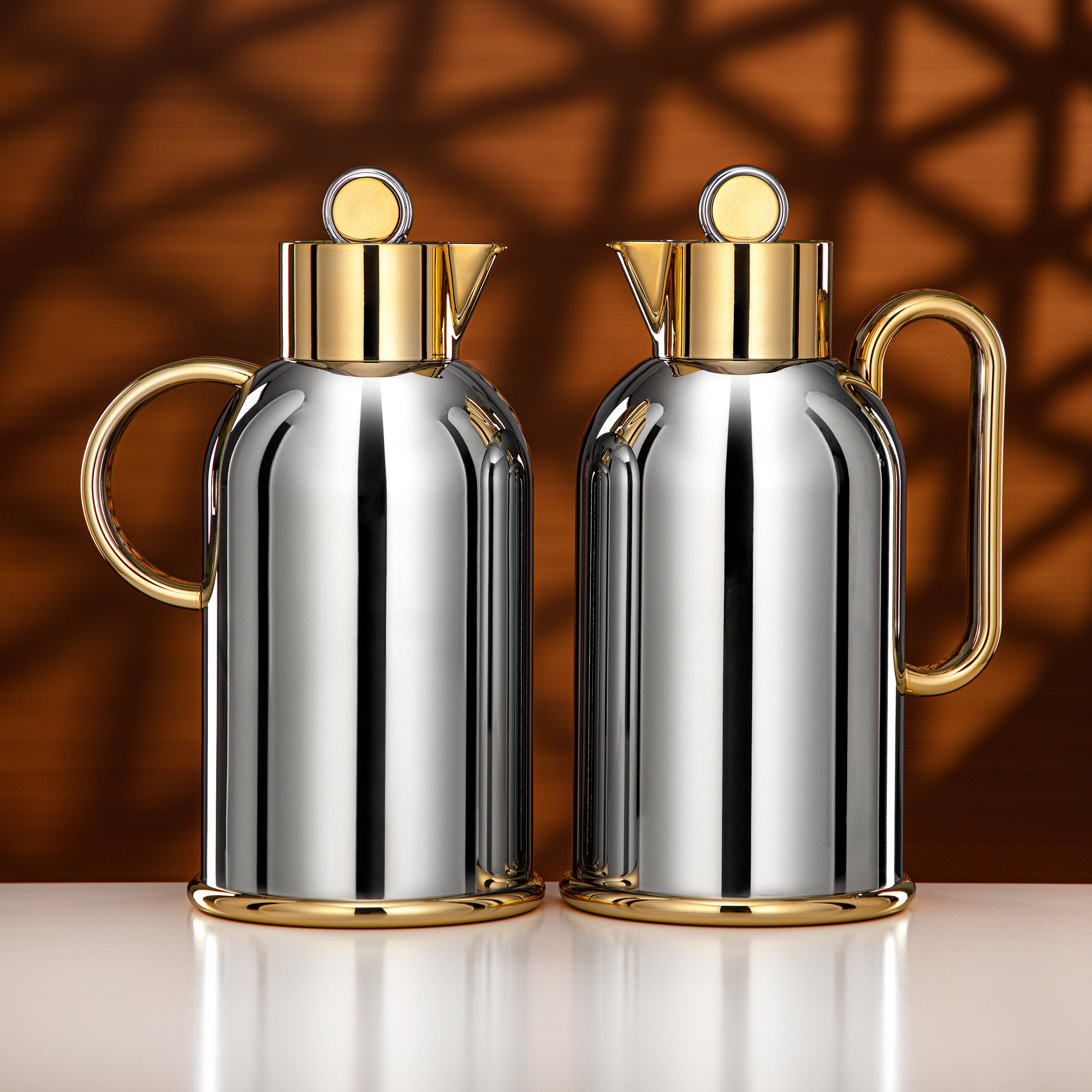 Almarjan Vacuum Flask Set 1L + 1L Silver & Gold