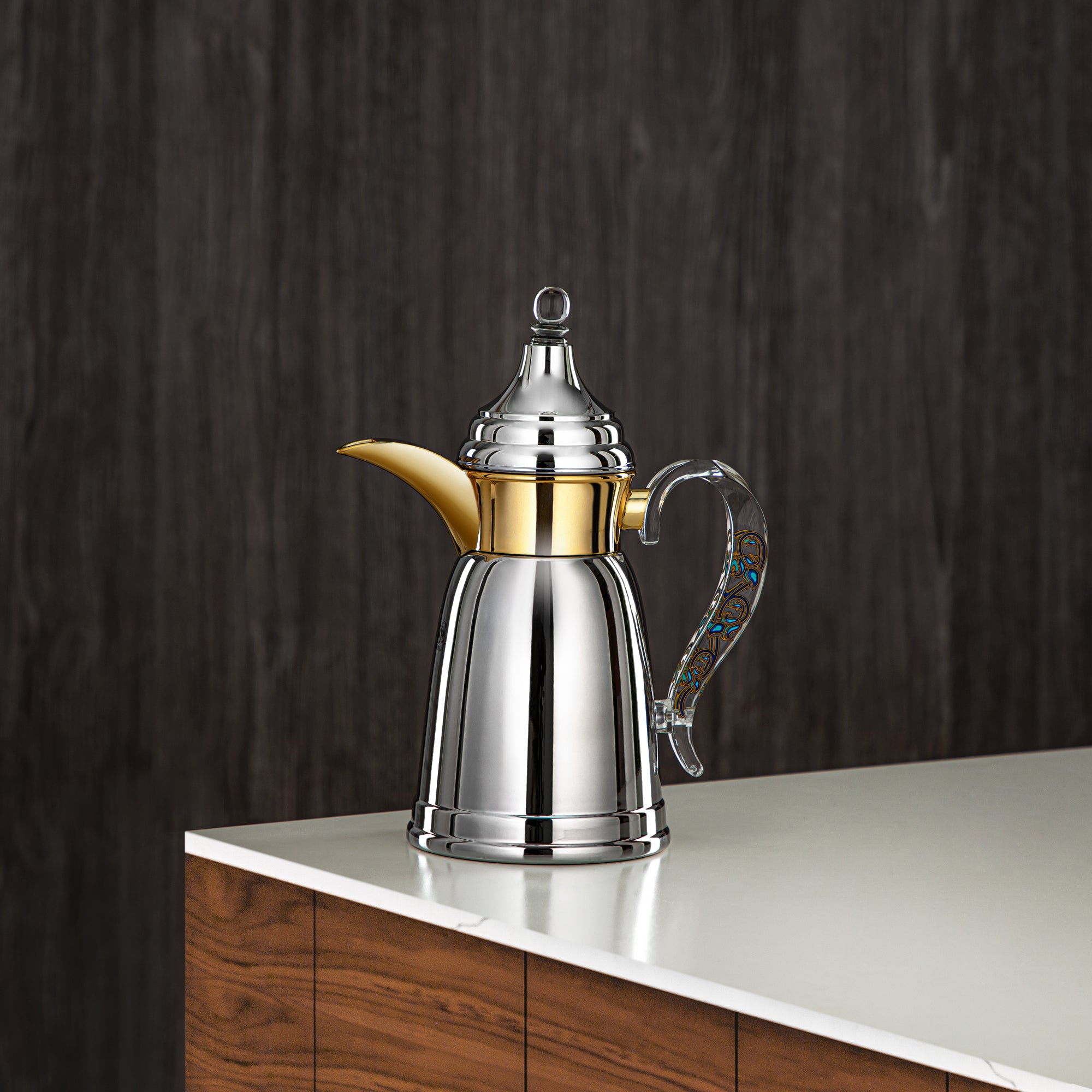 Almarjan 350 ML Stainless Steel Double Wall Flask Silver & Gold - SM-2E02-035 C/G/BLU