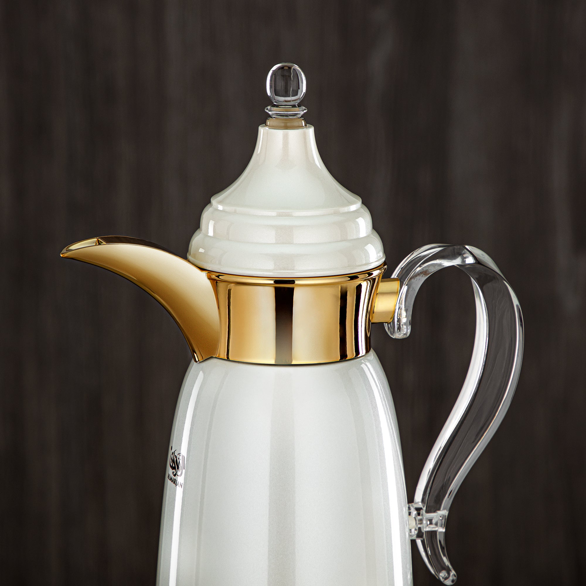 Almarjan 350 ML Stainless Steel Double Wall Flask Pearl White & Gold - SM-2E02-035 PW/G