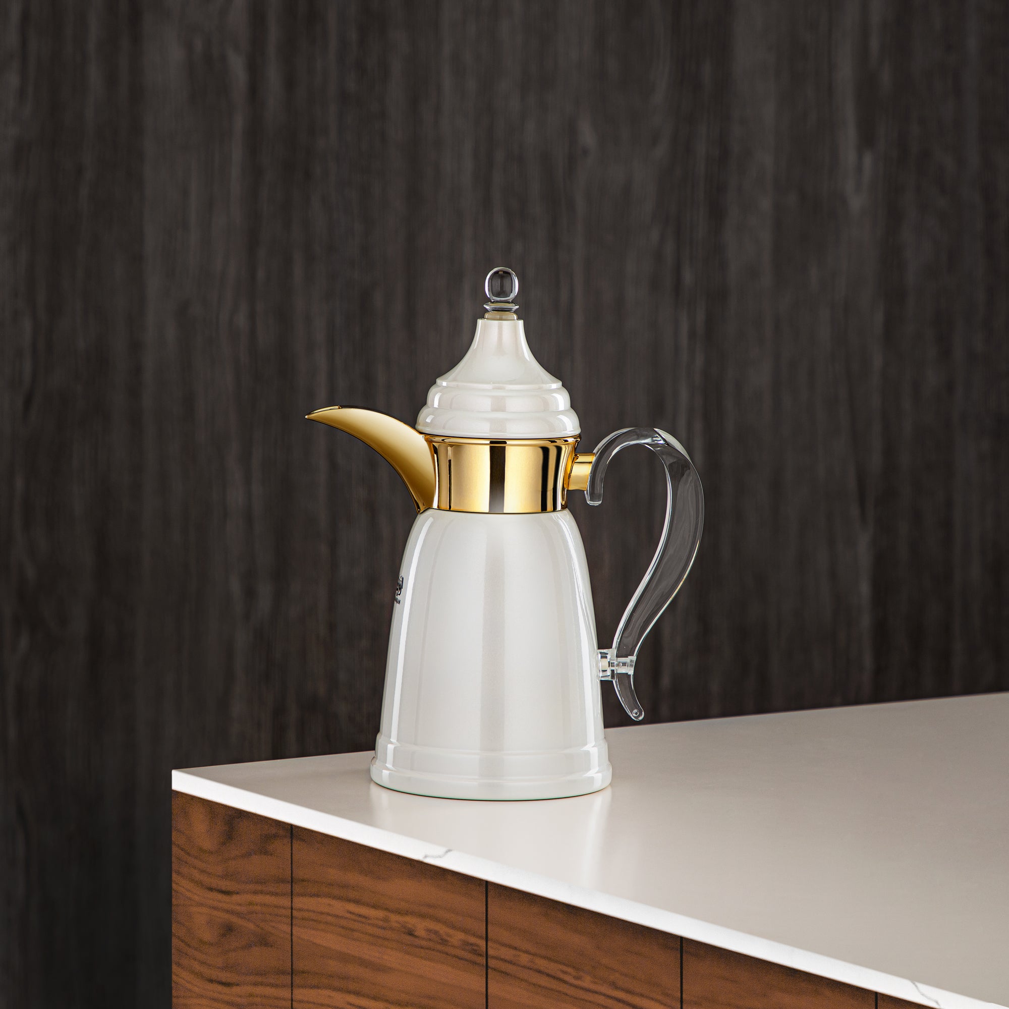 Almarjan 350 ML Stainless Steel Double Wall Flask Pearl White & Gold - SM-2E02-035 PW/G