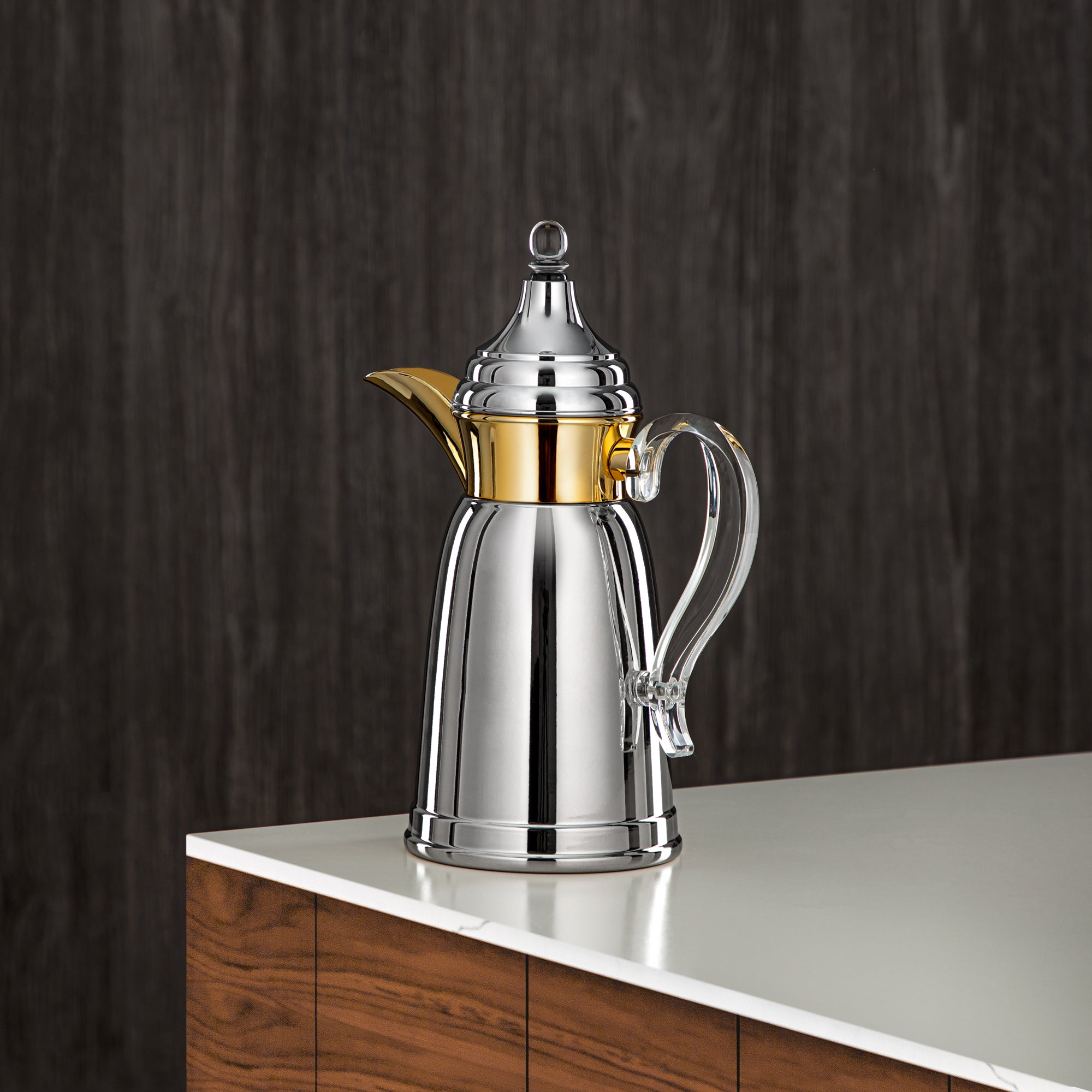 Almarjan 600 ML Stainless Steel Double Wall Flask Silver & Gold - SM-2E02-060 C/G