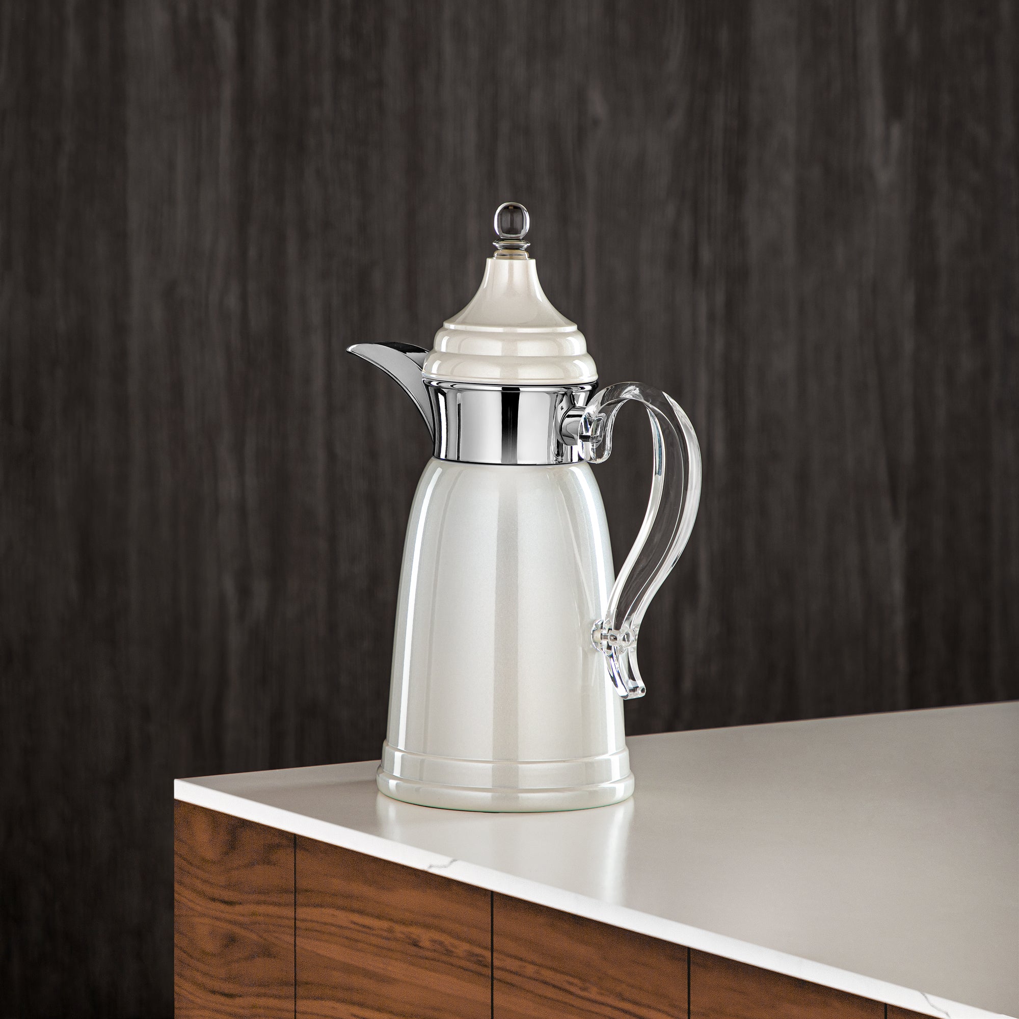 Almarjan 600 ML Stainless Steel Double Wall Flask Pearl White & Silver - SM-2E02-060 PW/C