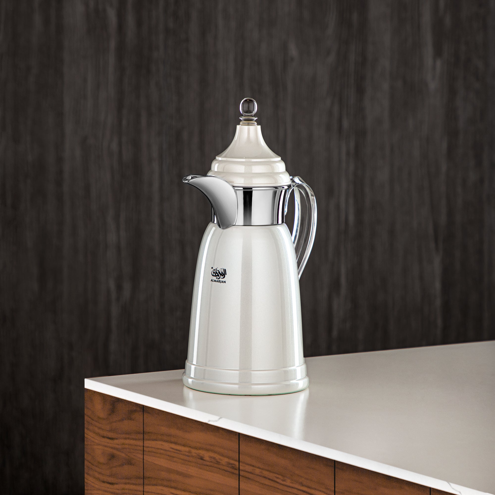 Almarjan 600 ML Stainless Steel Double Wall Flask Pearl White & Silver - SM-2E02-060 PW/C