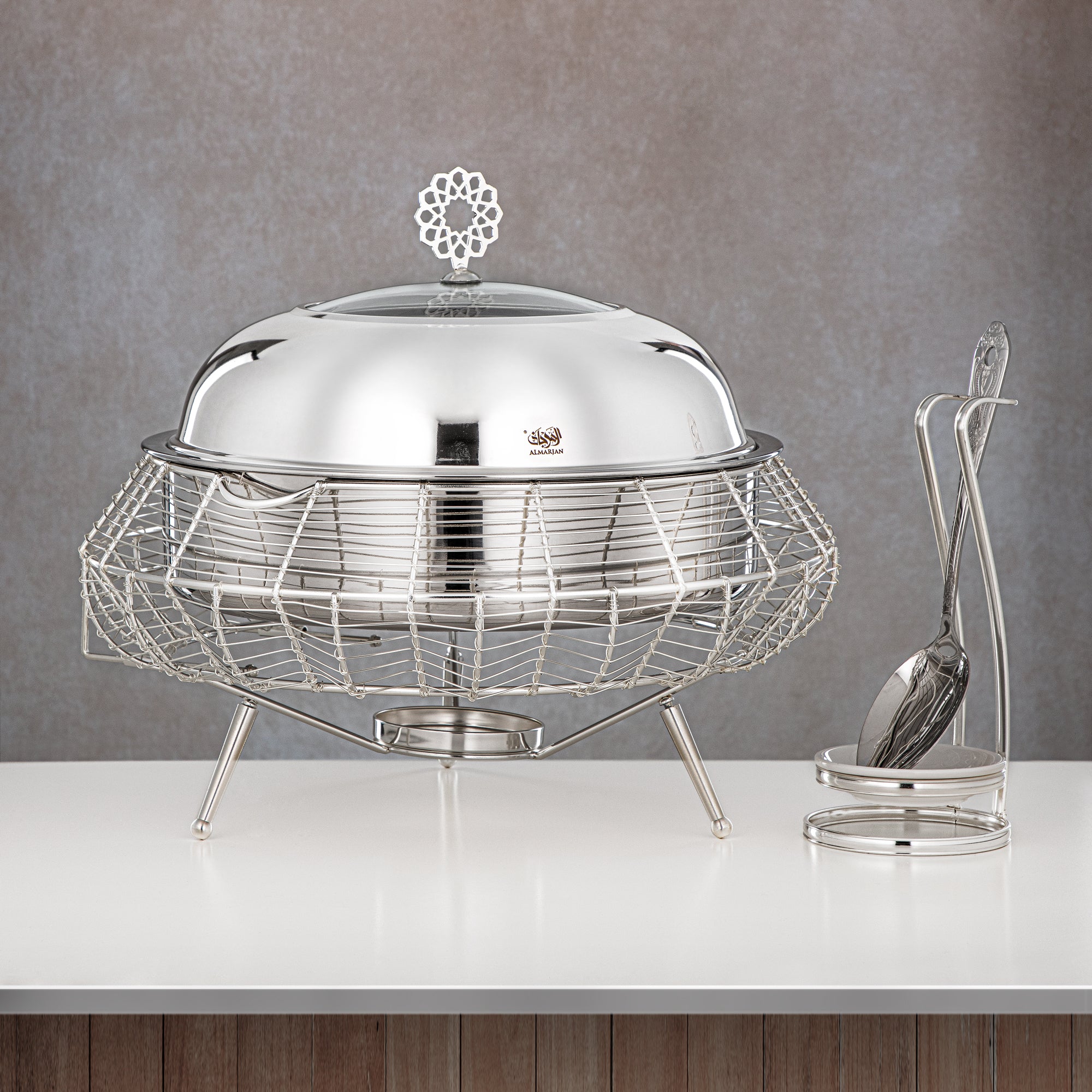 طبق تسخين المرجان 4000 مل فضي - STS0013244