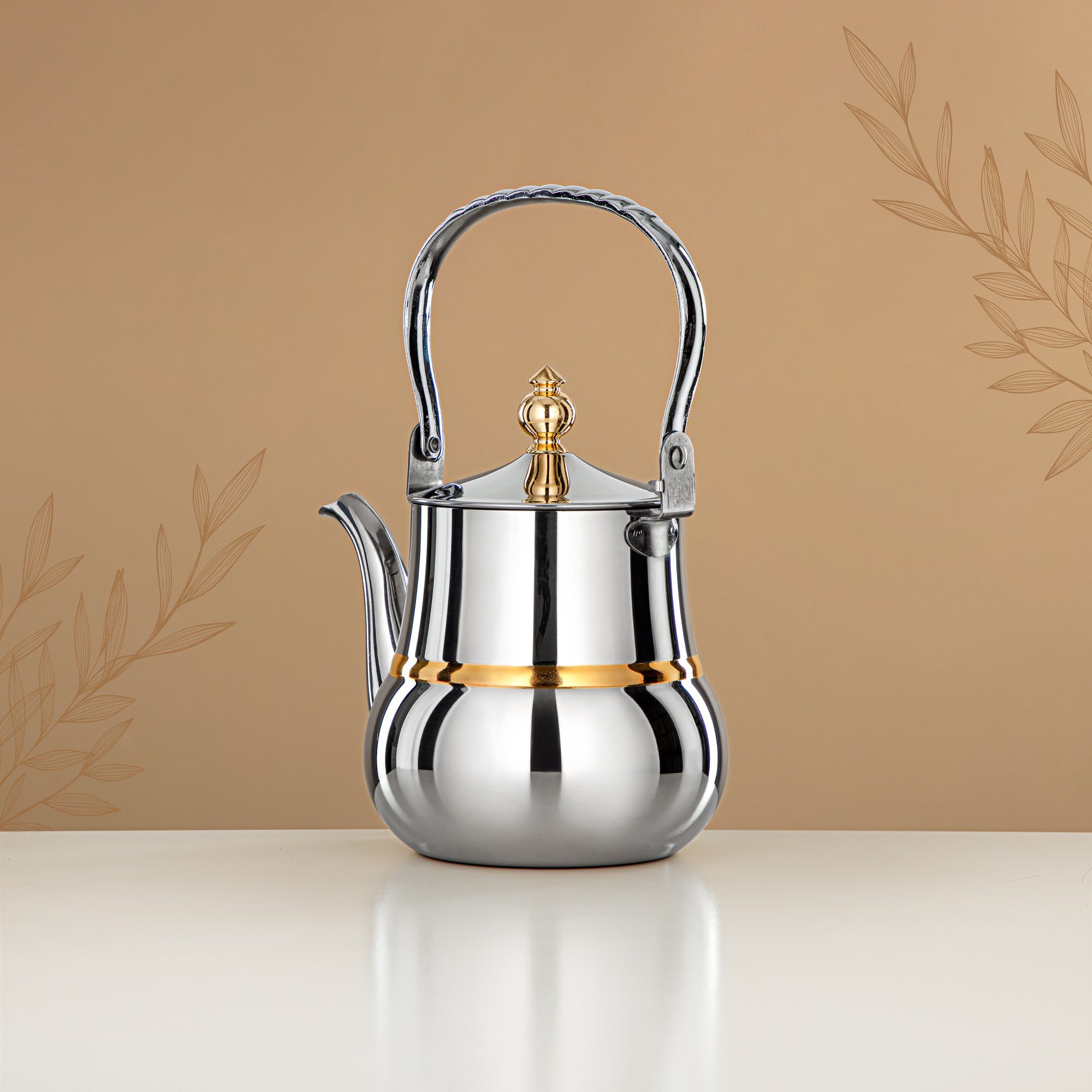 Almarjan Tea Kettle 1L Silver Gold – Elegance