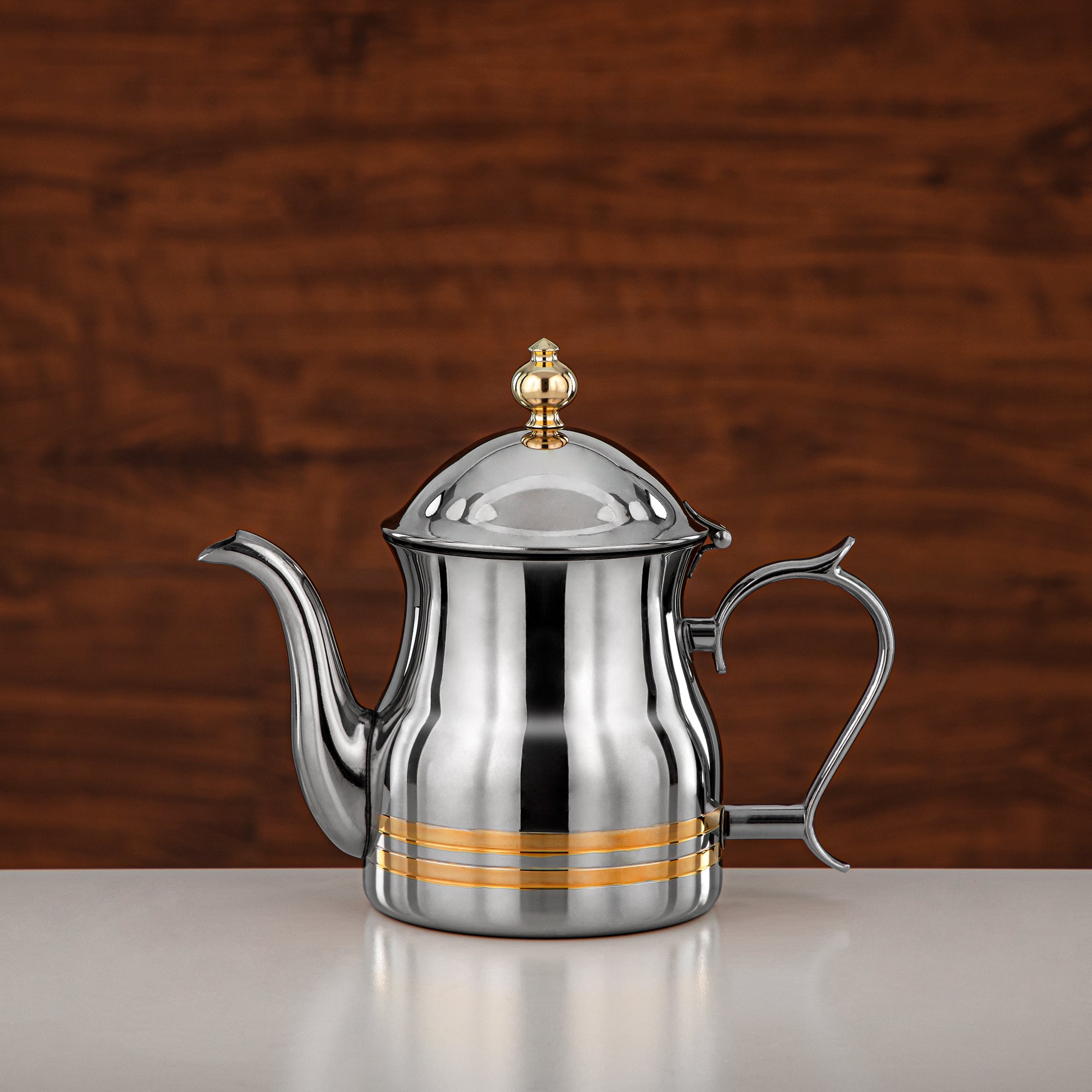 Almarjan Teapot 24oz Silver Gold – Elegance
