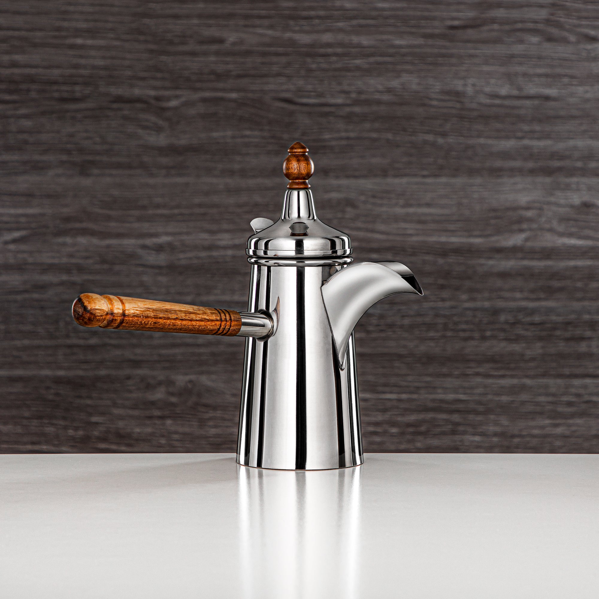 Almarjan Coffee Warmer Stainless Steel 18oz – Barari (Wooden Handle)