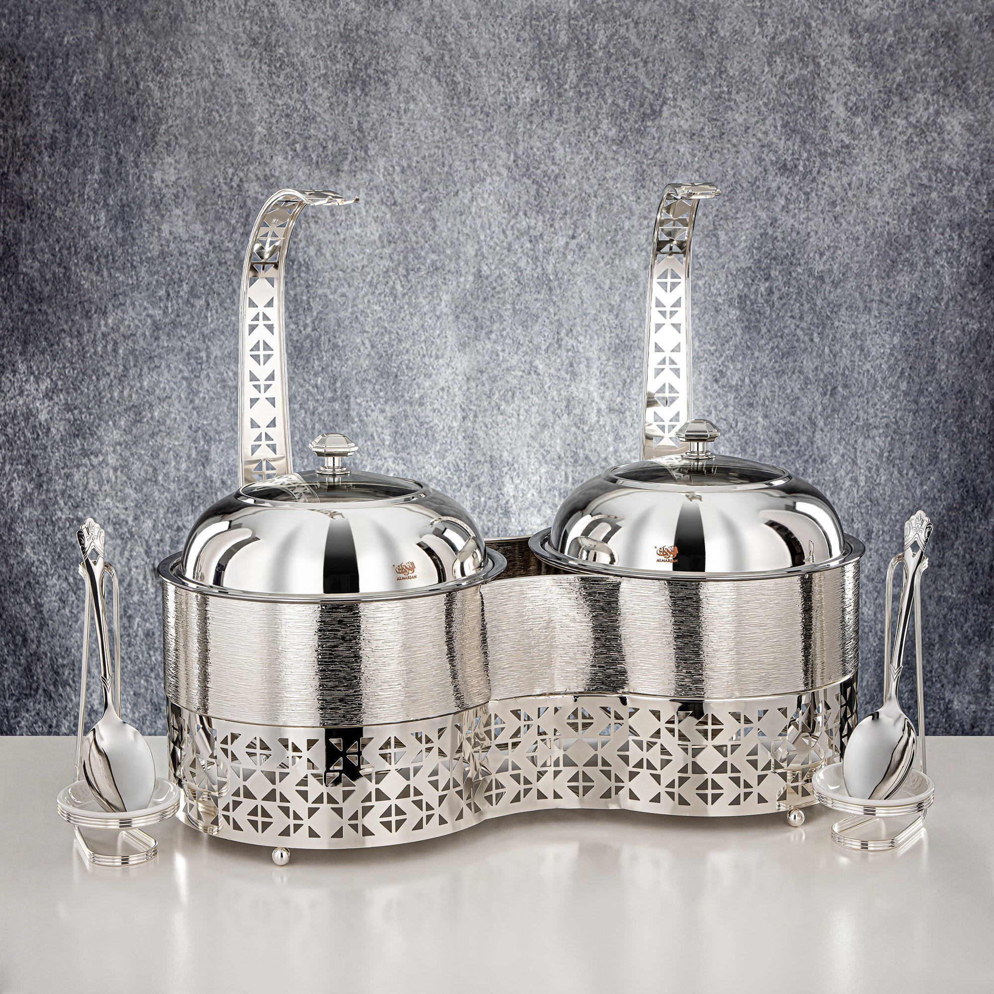 Almarjan 3000 ML + 3000 ML Double Chafing Dish Silver - STS0013348
