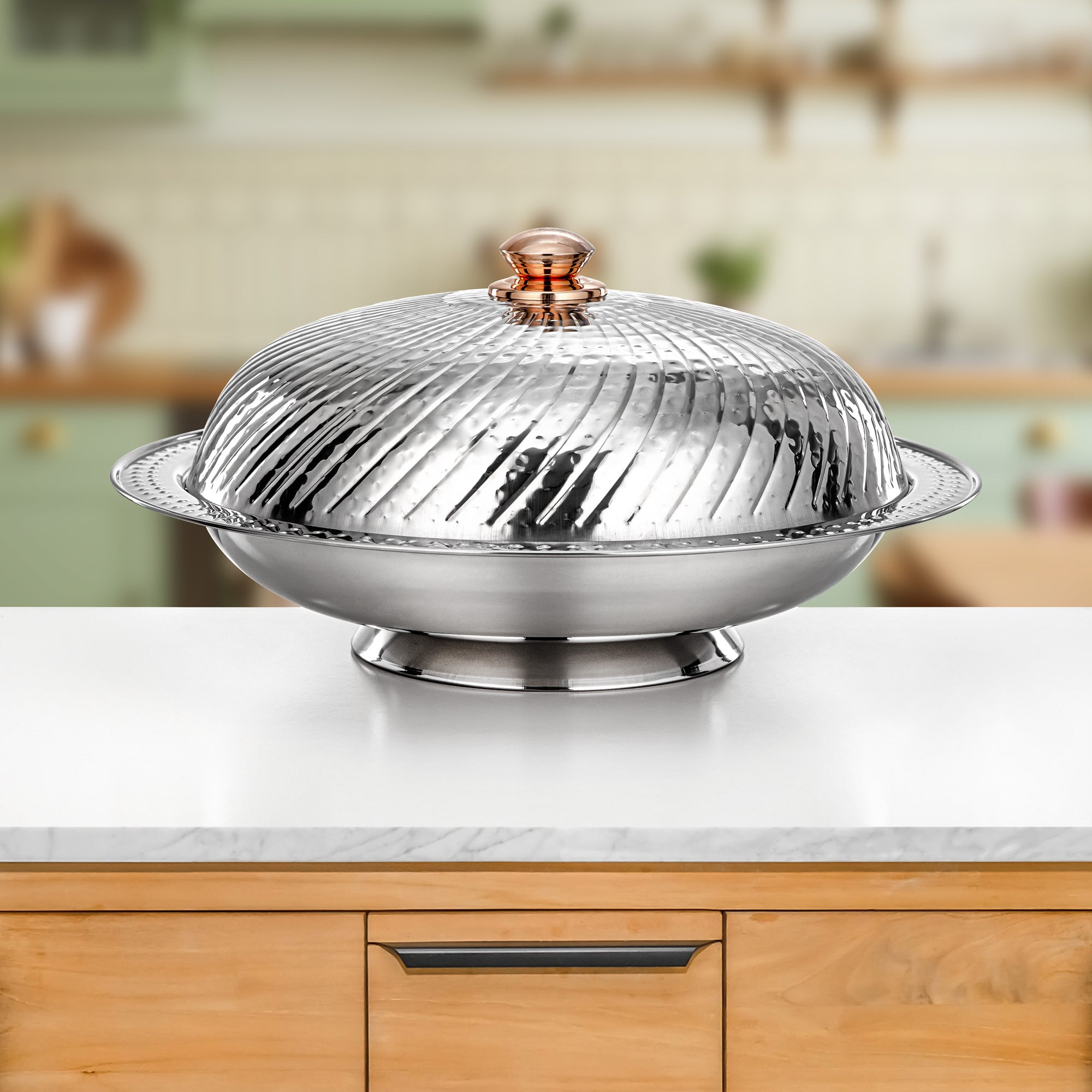 Almarjan Serving Dish with Cover 40 cm Silver