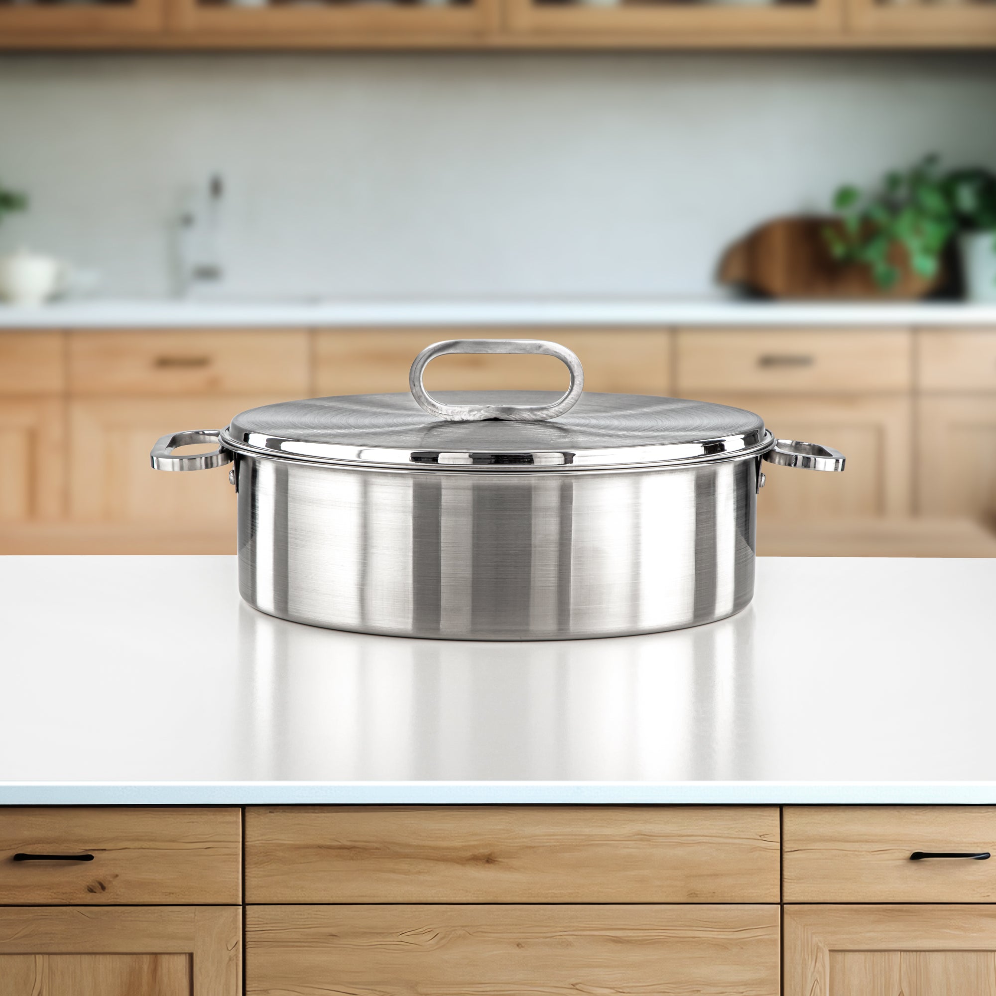 Almarjan 30 CM Diana Collection Stainless Steel Hot Pot Silver - H24P31