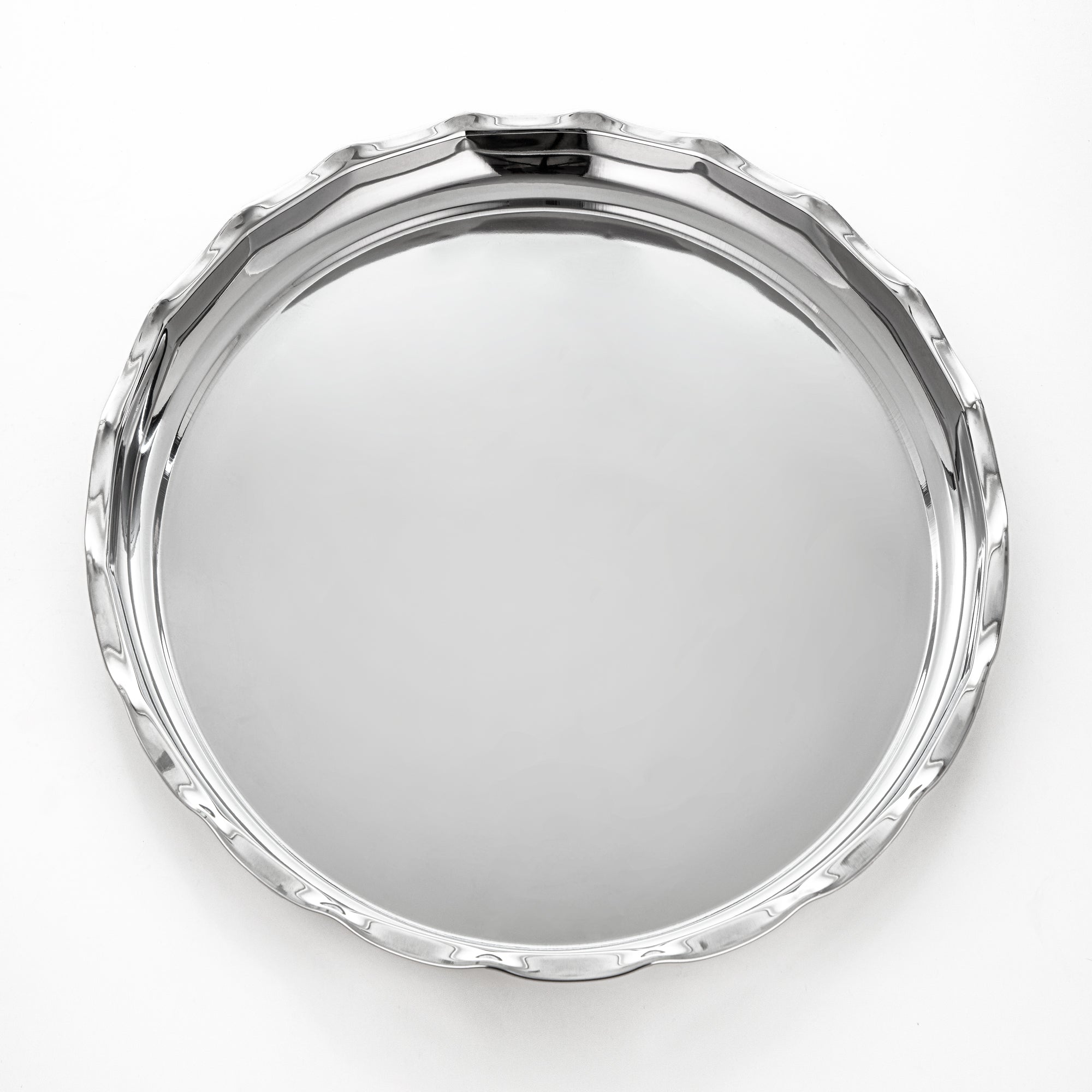 Almarjan Round Tray Stainless Steel Mirror Finish 50 cm (STS0293293) – Wave Collection | Ramadan & Gatherings