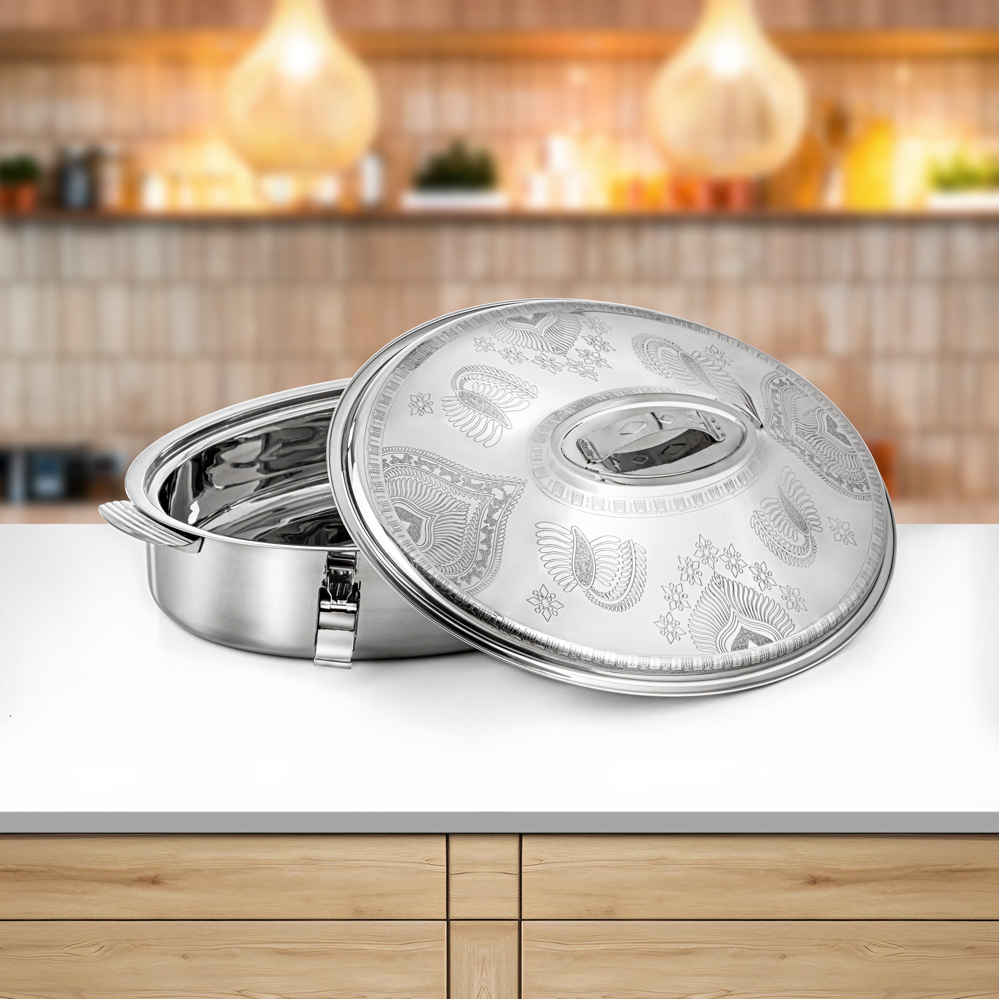 Almarjan Hot Pot Set Stainless Steel 40cm + 50cm + 60cm (H24E17) – Mandi Collection | Elegant Serving for Ramadan & Gatherings