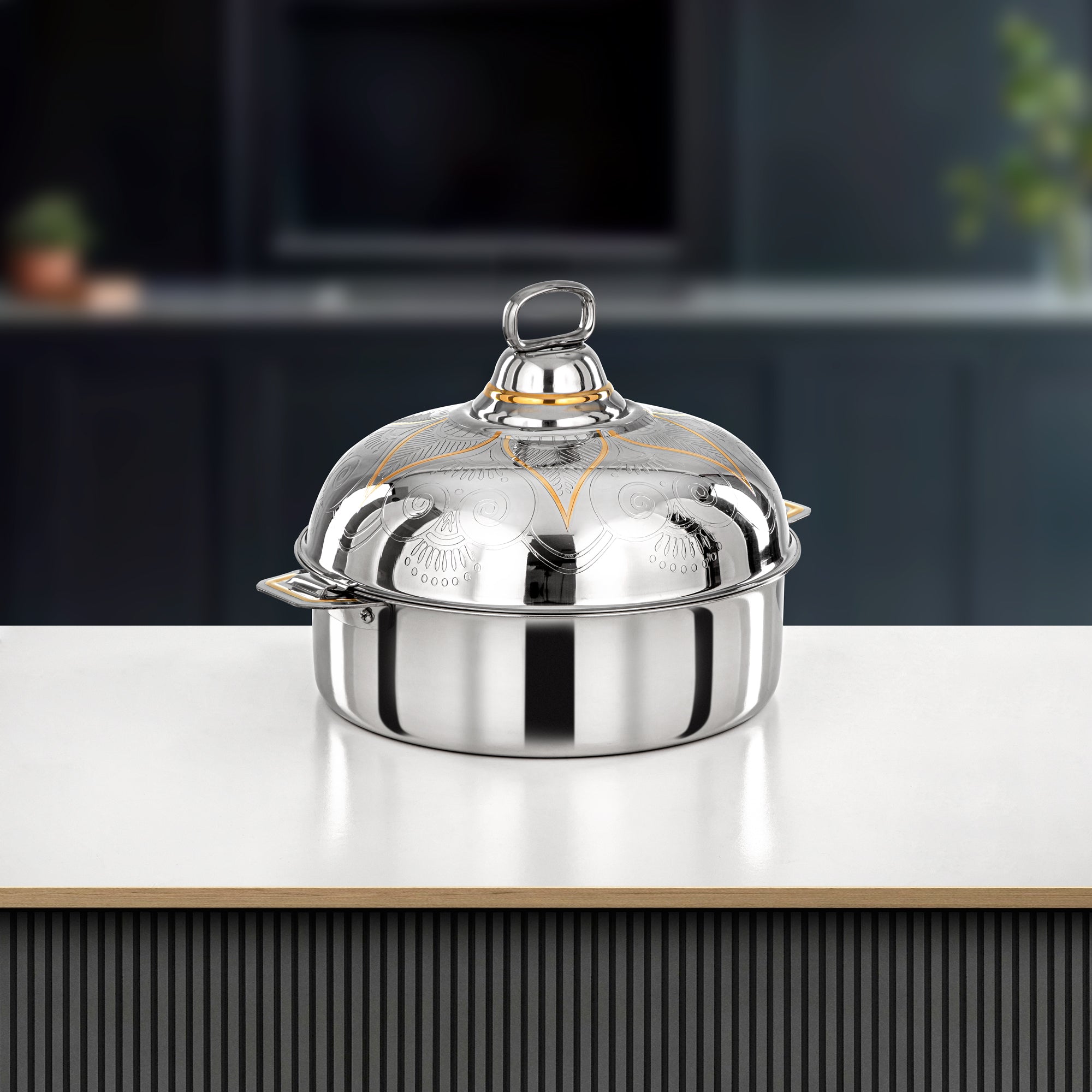 Almarjan Diwan Hot Pot 30cm Silver & Gold