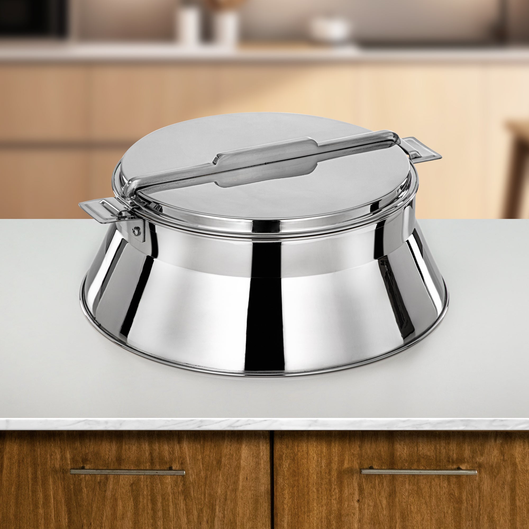 Almarjan Hot Pot Stainless Steel, 35CM (6000ML), Silver (H25P8) - Dalal Collection