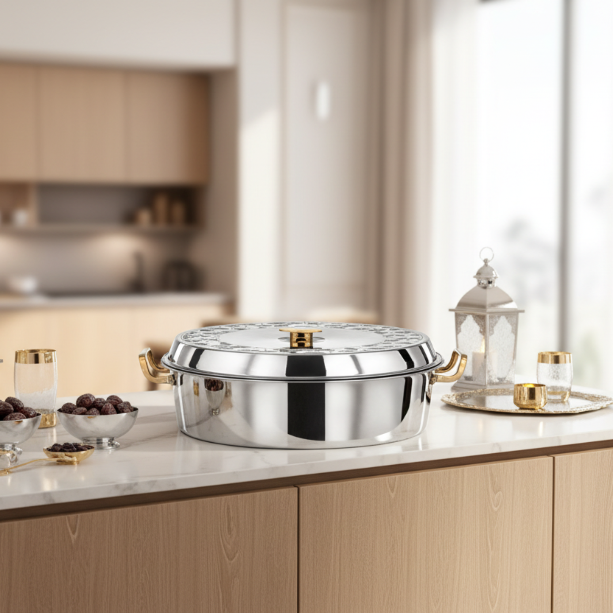 Almarjan Badr Hot Pot 40cm Silver & Gold