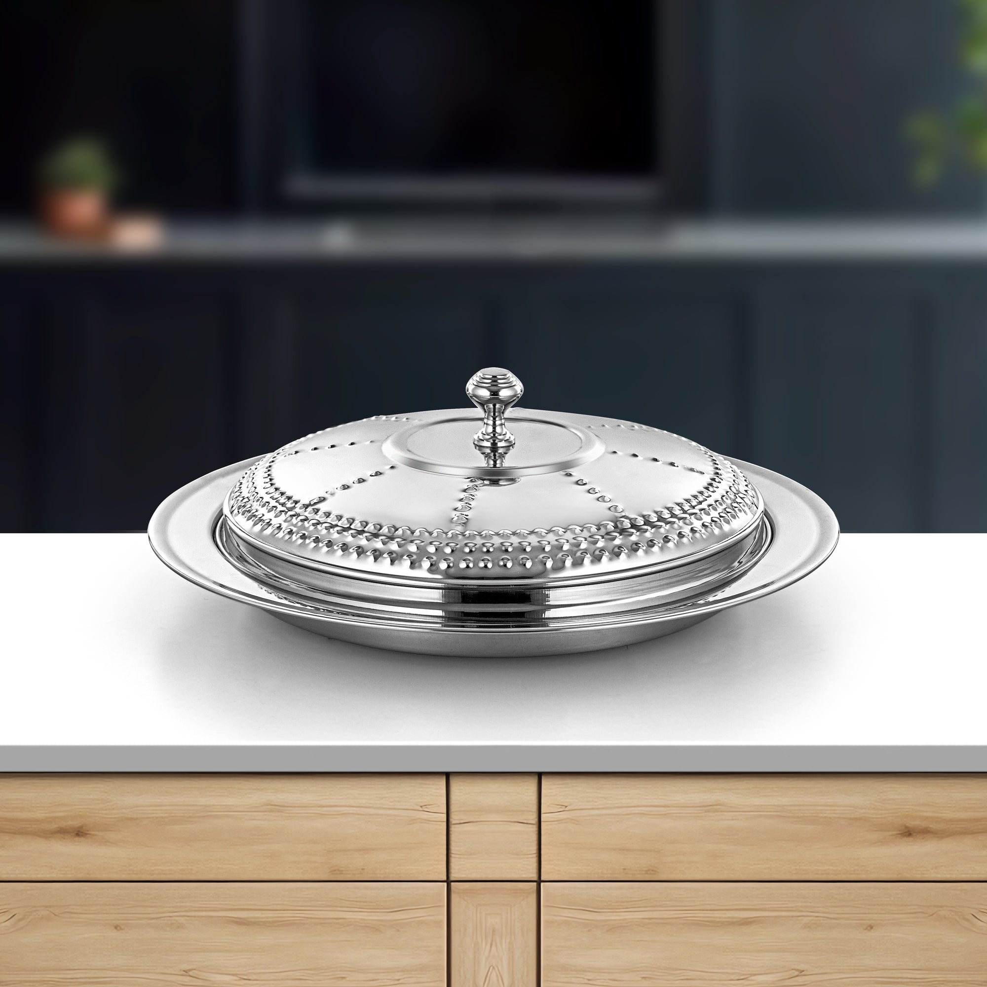 Almarjan Tray with Cover 45cm Silver