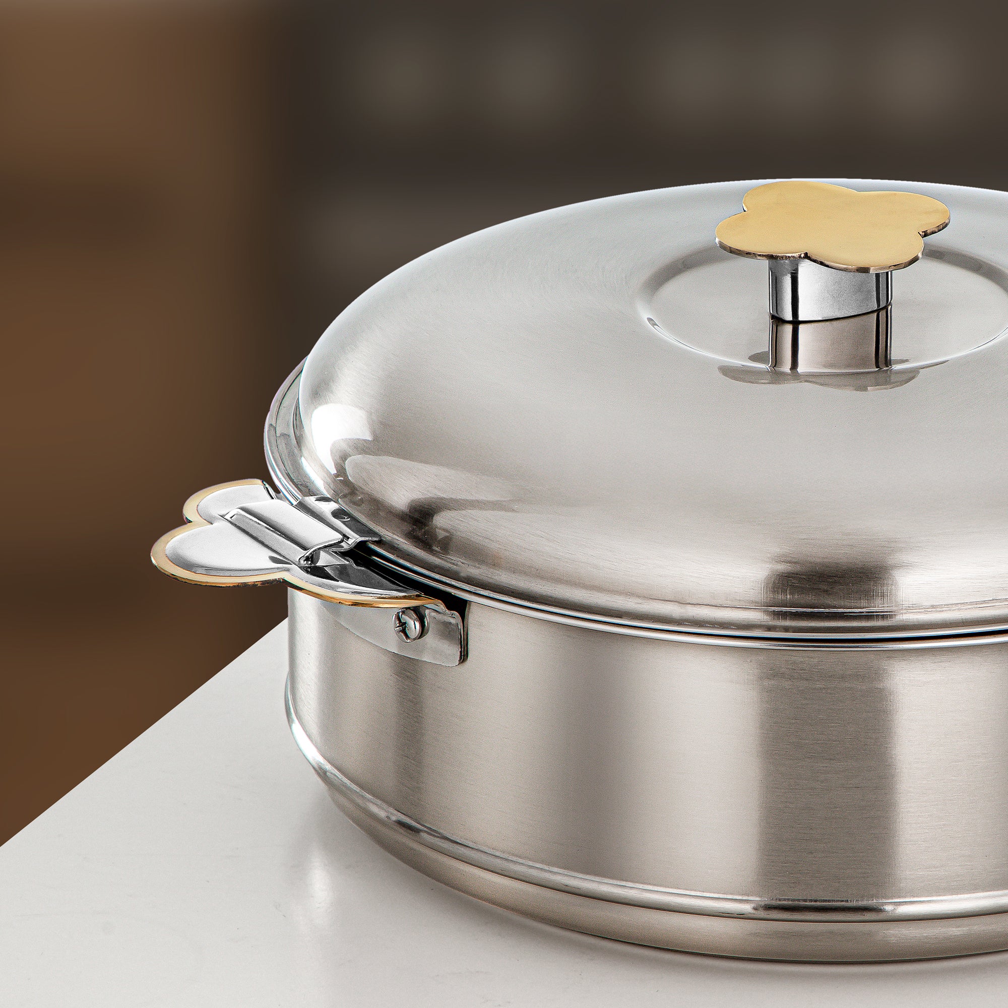 Almarjan Vida Hot Pot Set 3 Pieces 2.5L, 3.5L & 5L Matt Silver & Gold