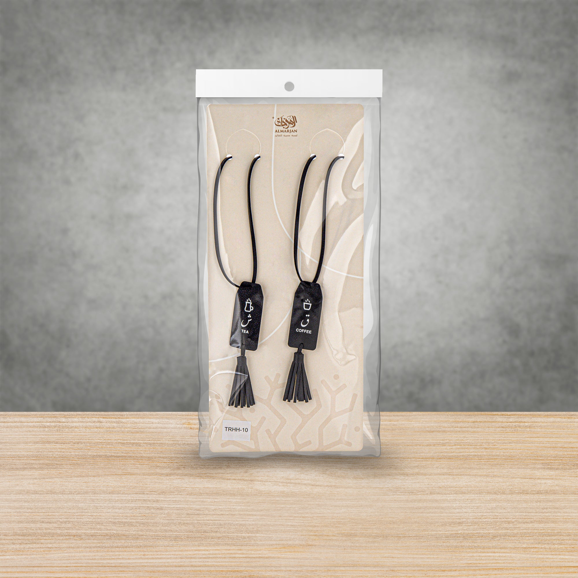 Almarjan Tea & Coffee Tags Set Black Tassel Slim