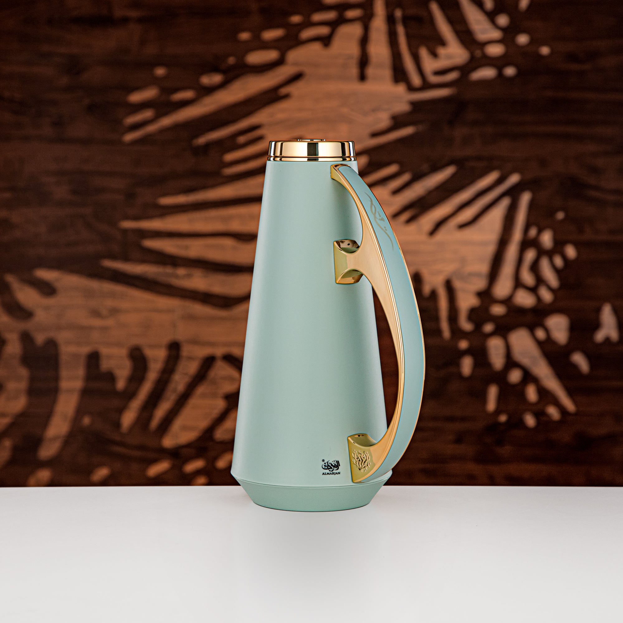 Almarjan Vacuum Flask Set, ABS, 1L + 1L, Light Green & Gold (UPP-1000/1000 GREG) - Modern Serving