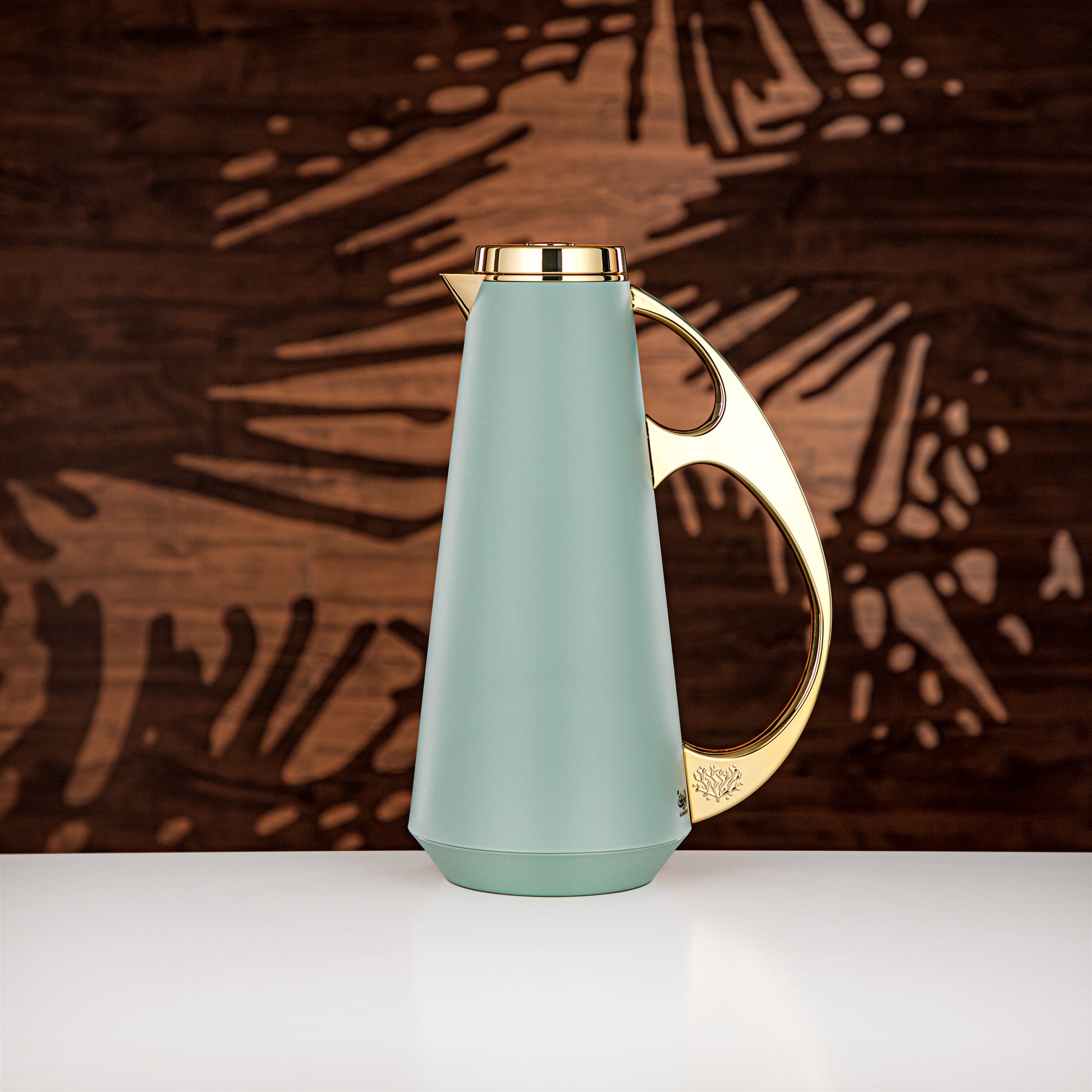 Almarjan Vacuum Flask Set, ABS, 1L + 1L, Light Green & Gold (UPP-1000/1000 GREG) - Modern Serving