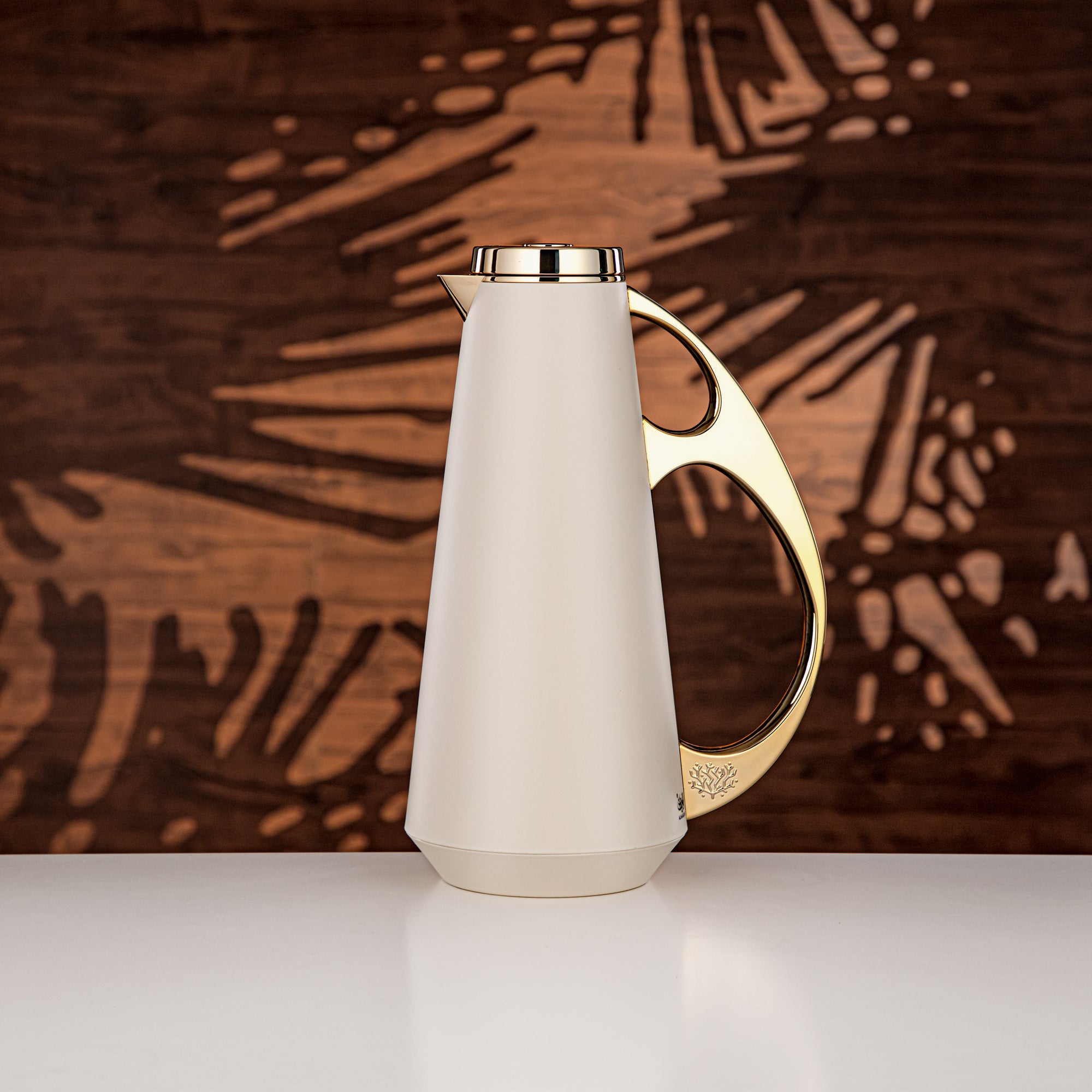 Almarjan Vacuum Flask Set, ABS, 1L + 1L, Off White & Gold (UPP-1000/1000 OWIG) - Modern Serving