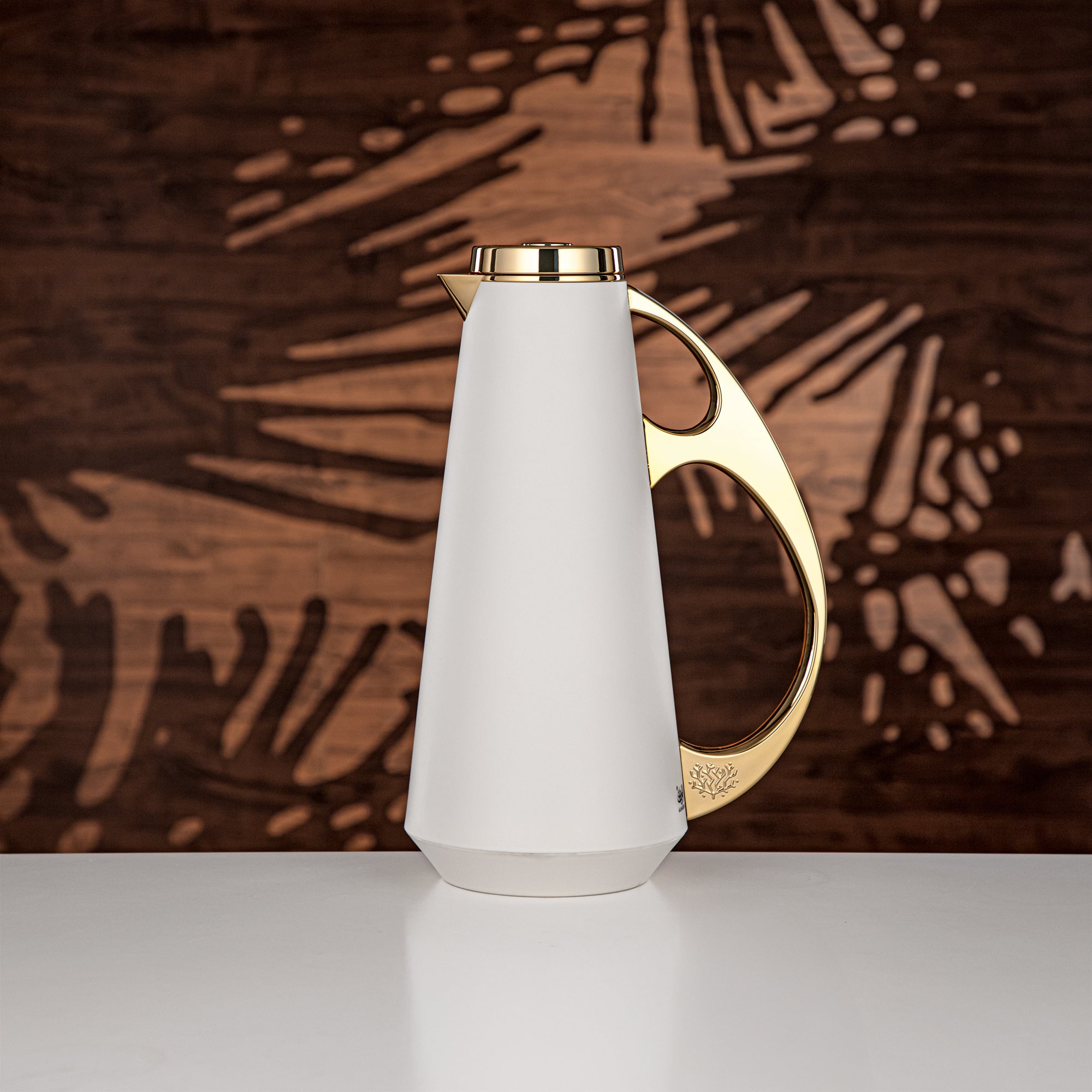Almarjan Vacuum Flask Set, ABS, 1L + 1L, White & Gold (UPP-1000/1000 WHIG) - Modern Serving