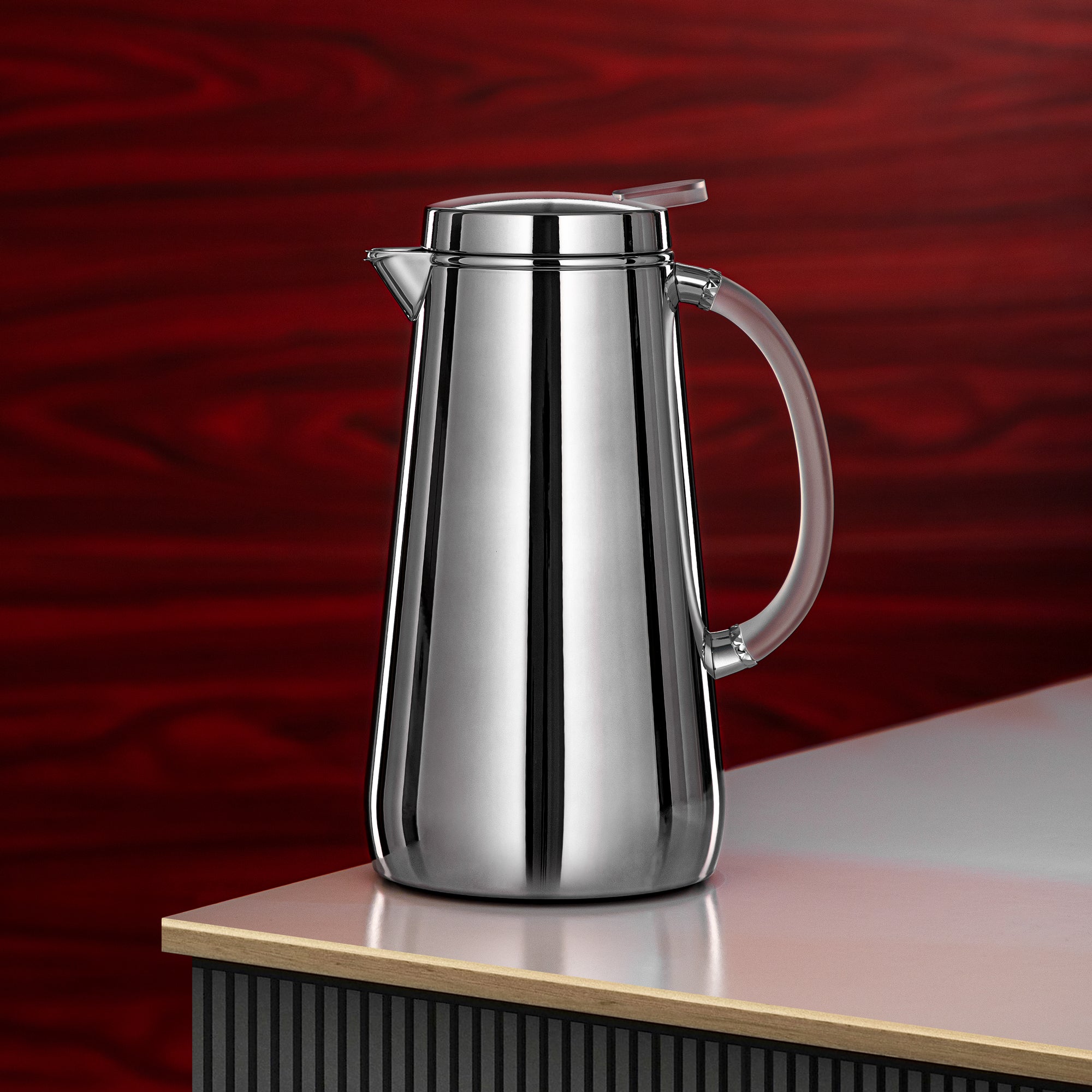 Almarjan Vacuum Flask Metal 1 Liter Silver with Frost Handle (VOP-1000 CY15) – Elegant Serving | Ramadan & Gatherings