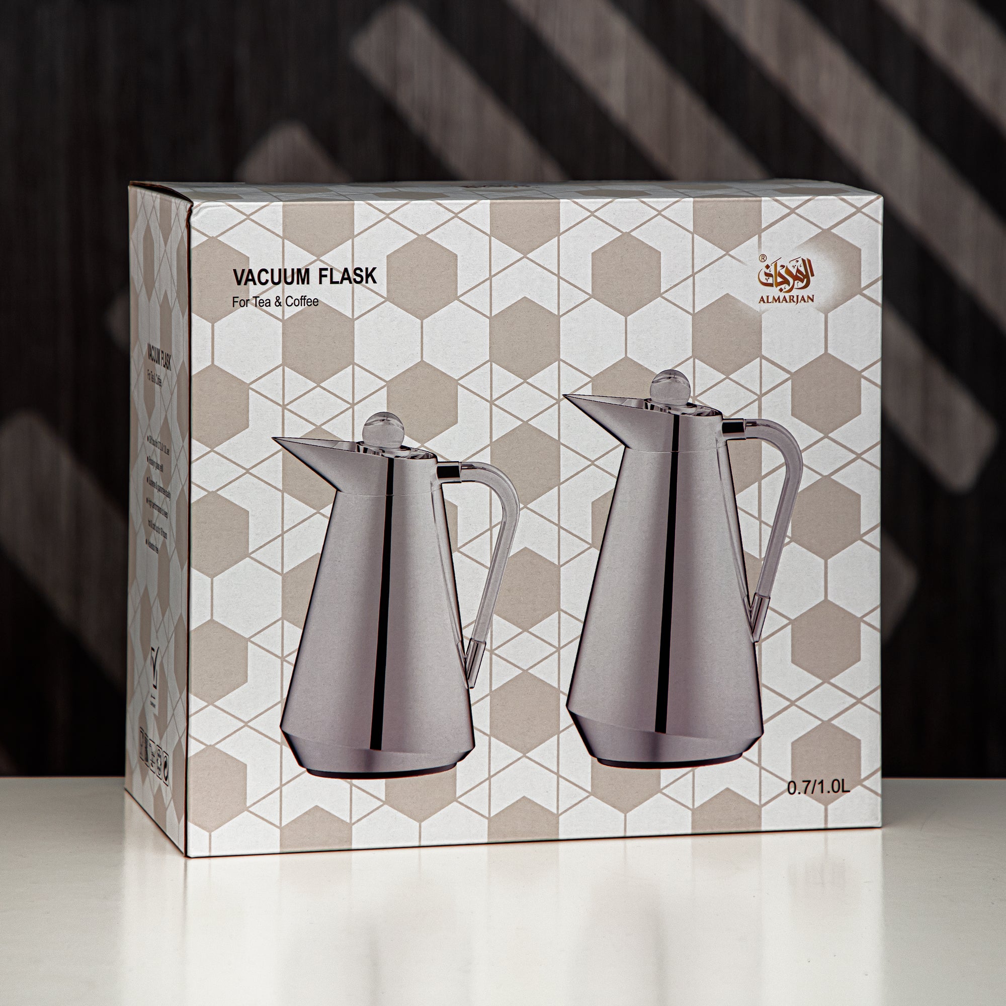 Almarjan Vacuum Flask Set Silver & Gold (VSP-0700/1000 CC95)
