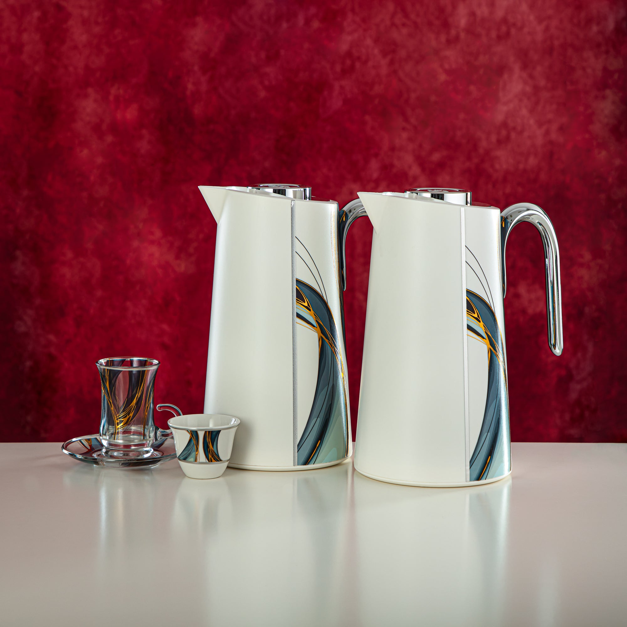 Almarjan 21 Pieces Tea Set With Trolley - YHMA-6