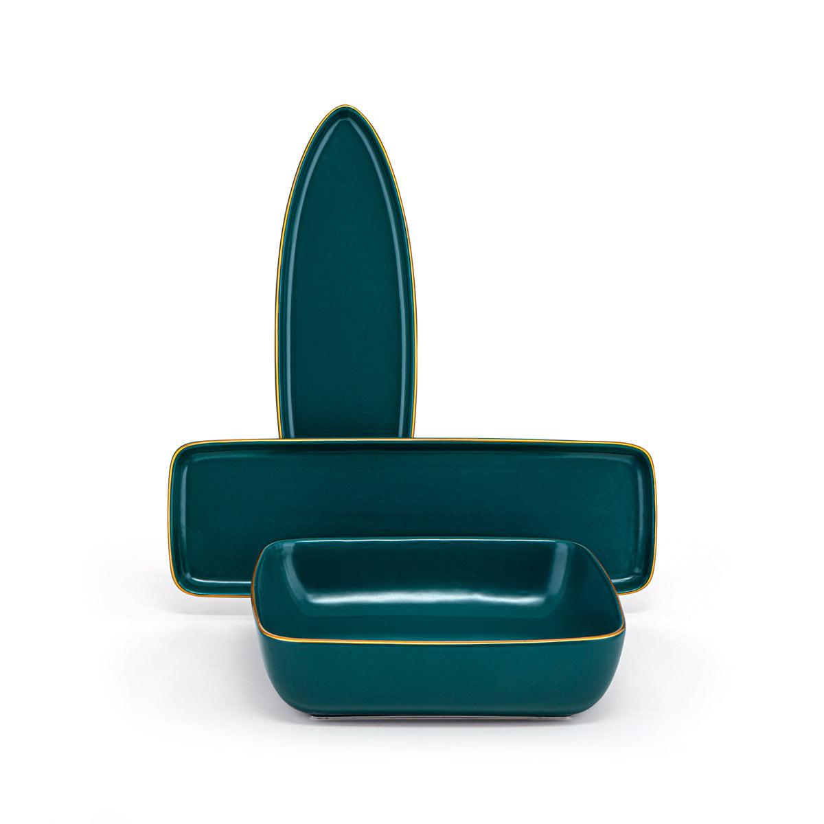 المرجان طقم عشاء سيراميك مربع 27 قطعة اخضر غامق - DS27.4