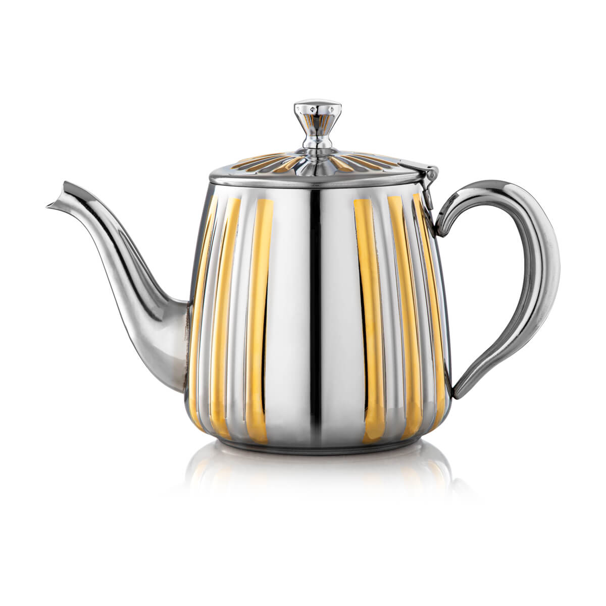 Almarjan 1 Liter Stainless Steel Teapot Silver & Gold - STS0010643
