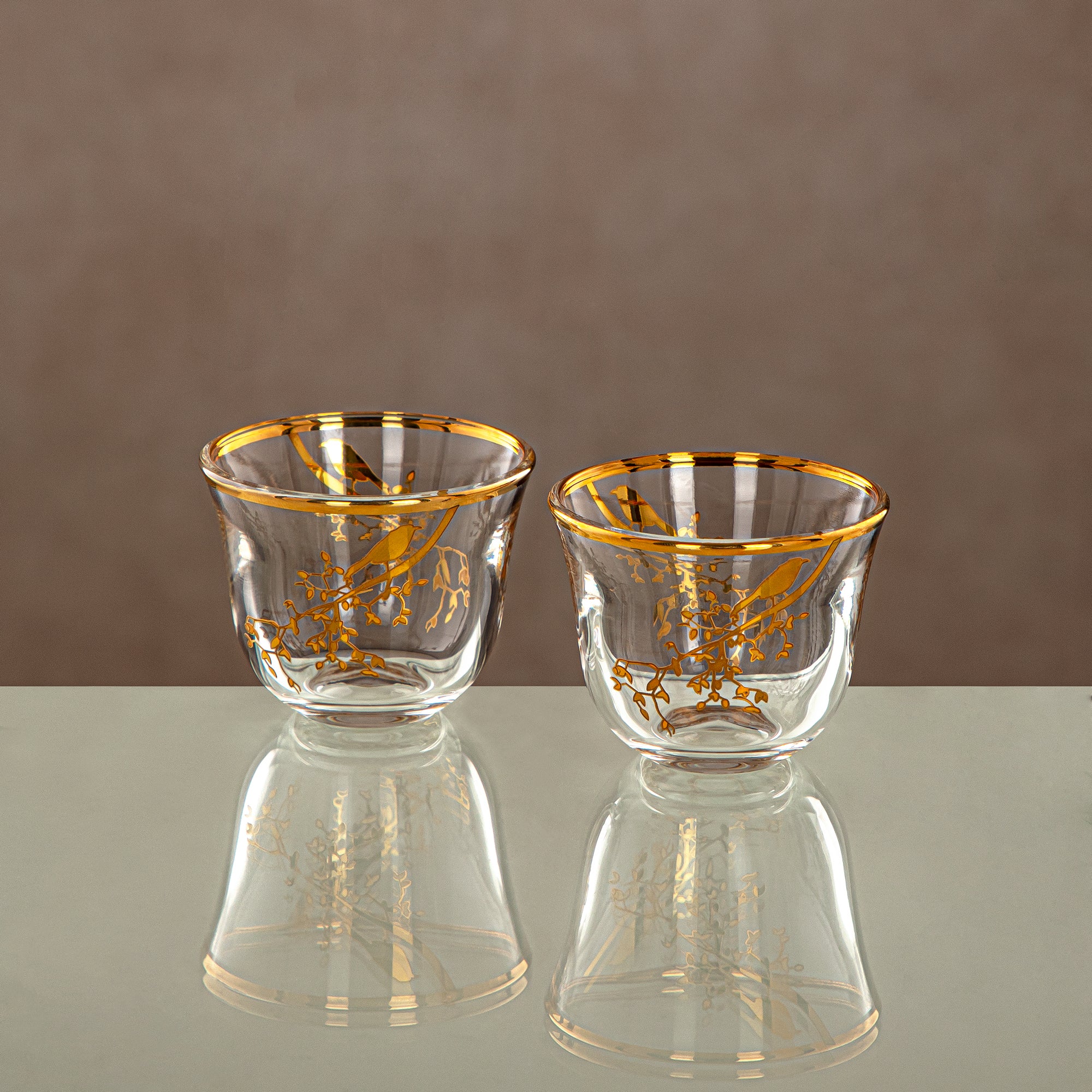 Almarjan Cawa Cup Set Clear & Gold 6 pieces (1013B-XQZT-GLD) Gatherings, special occasions, Ramadan, eid