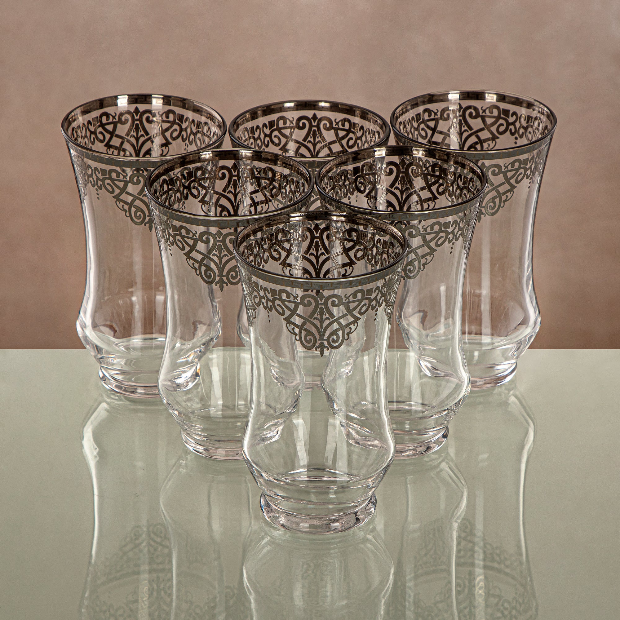 Almarjan Water Tumbler Clear & silver 6 pieces (1152B-YCS-SIL) Gatherings, special occasions, Ramadan, eid