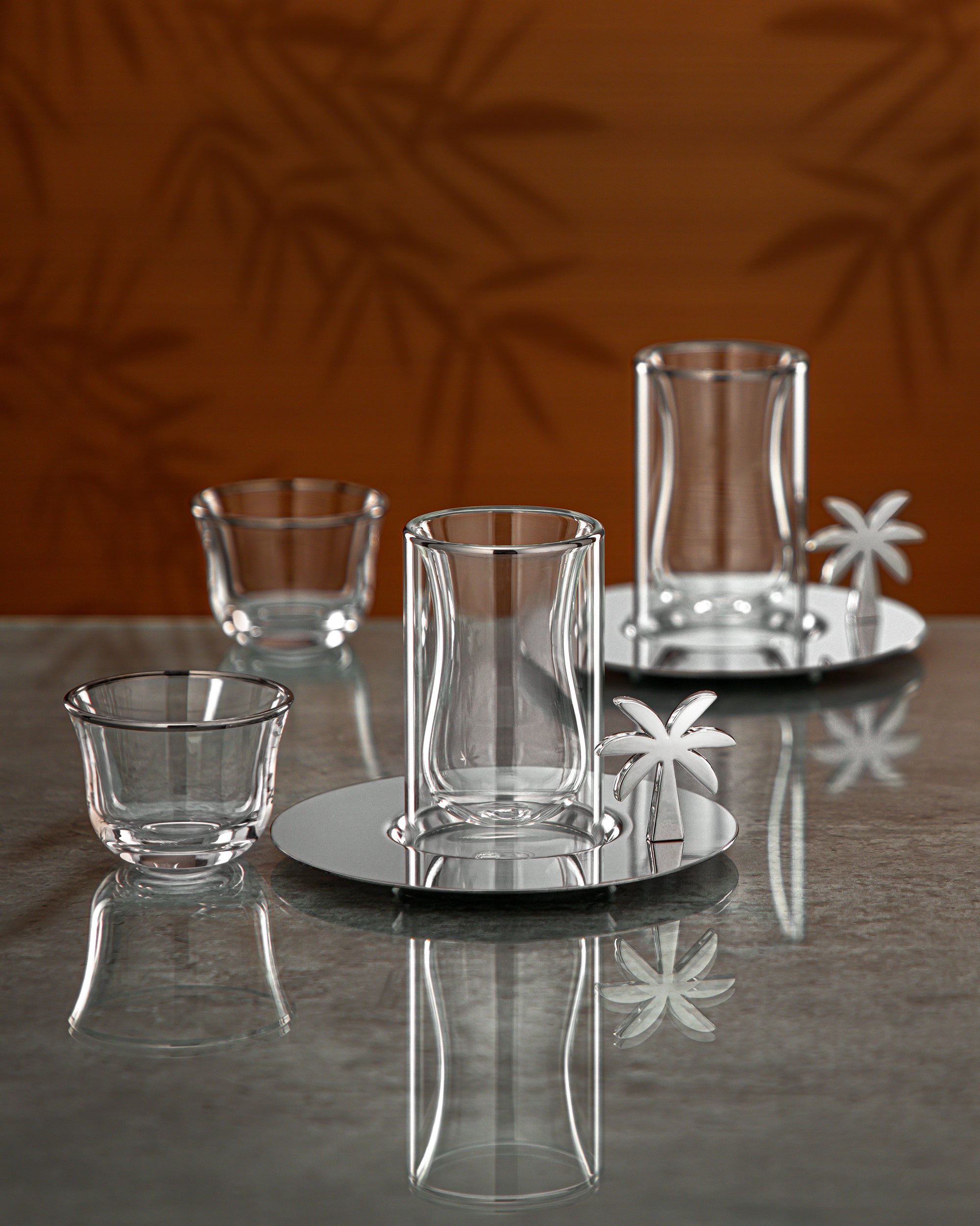 Almarjan Tea & Coffee Set 18 Pieces Silver Rim