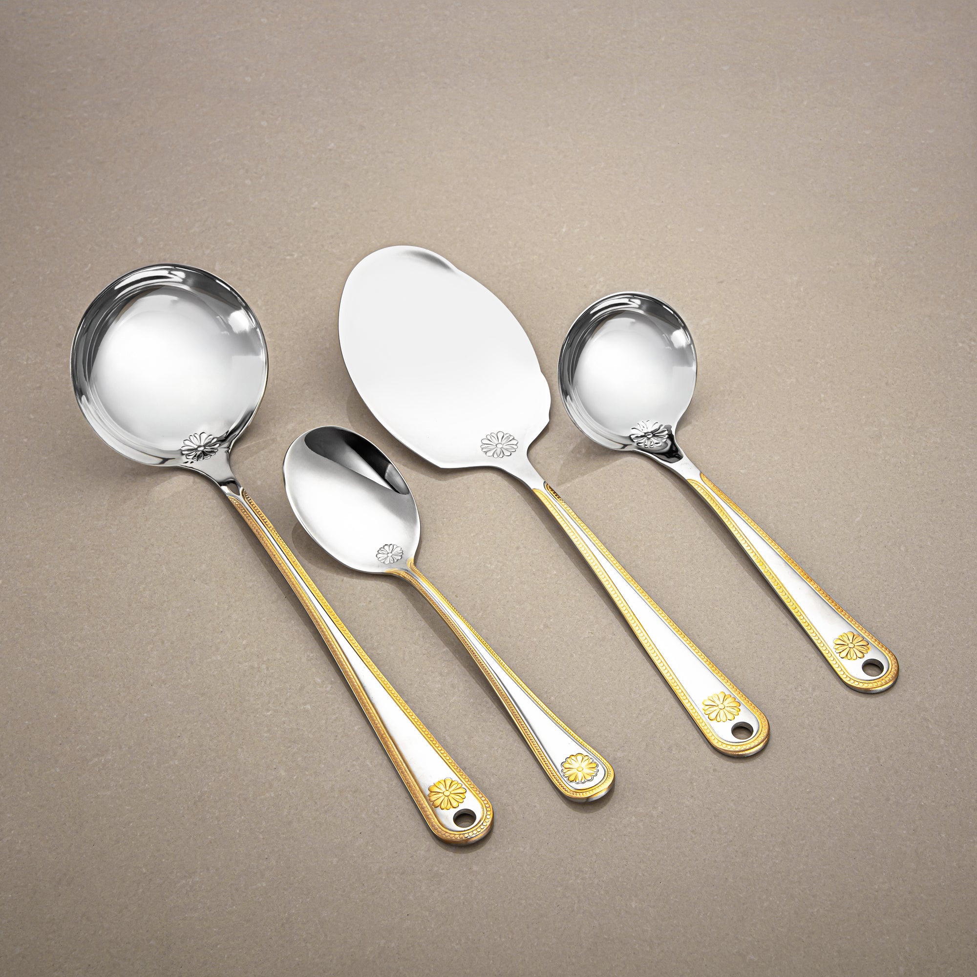 Almarjan Cutlery Set 72 Pieces, Stainless Steel, Leather Case, Silver & Gold (CUT0010342) Elegant Cutlery Set
