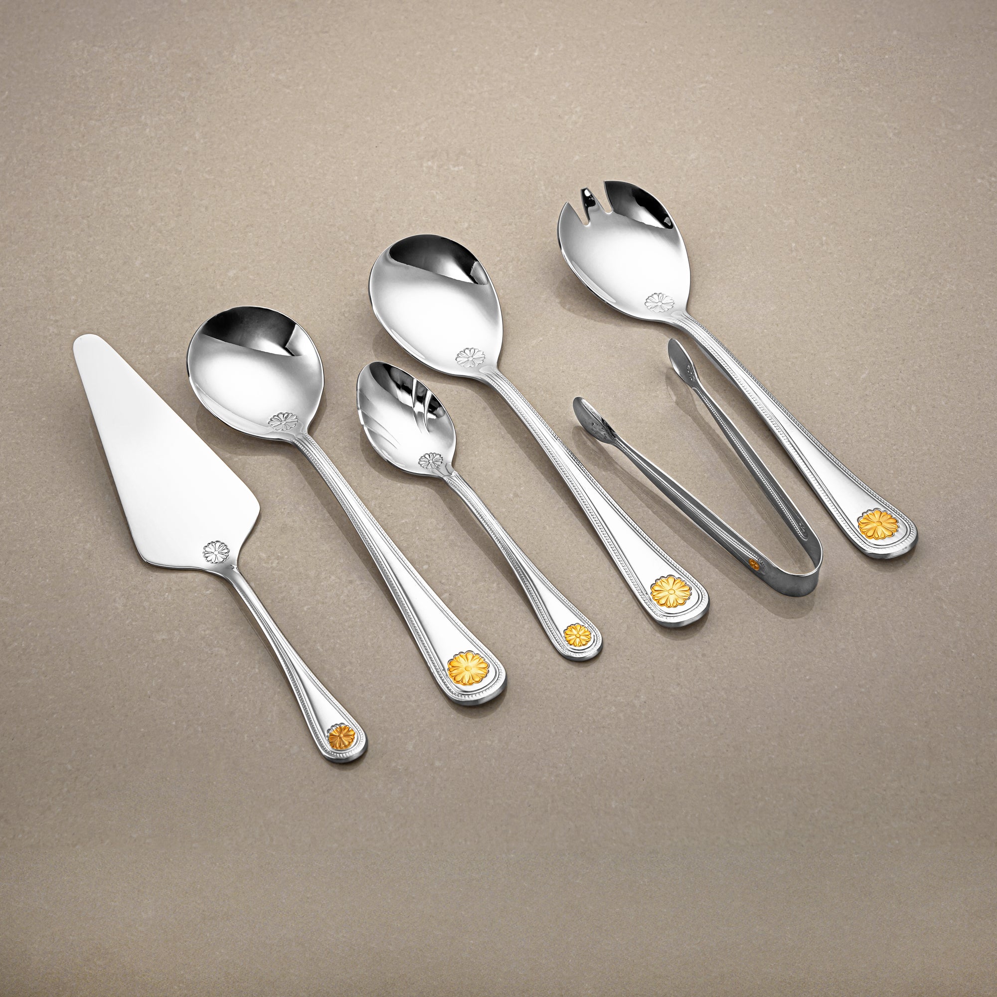 Almarjan Cutlery Set 72 Pieces, Stainless Steel, Leather Case, Silver & Gold (CUT0010344) Elegant Cutlery Set